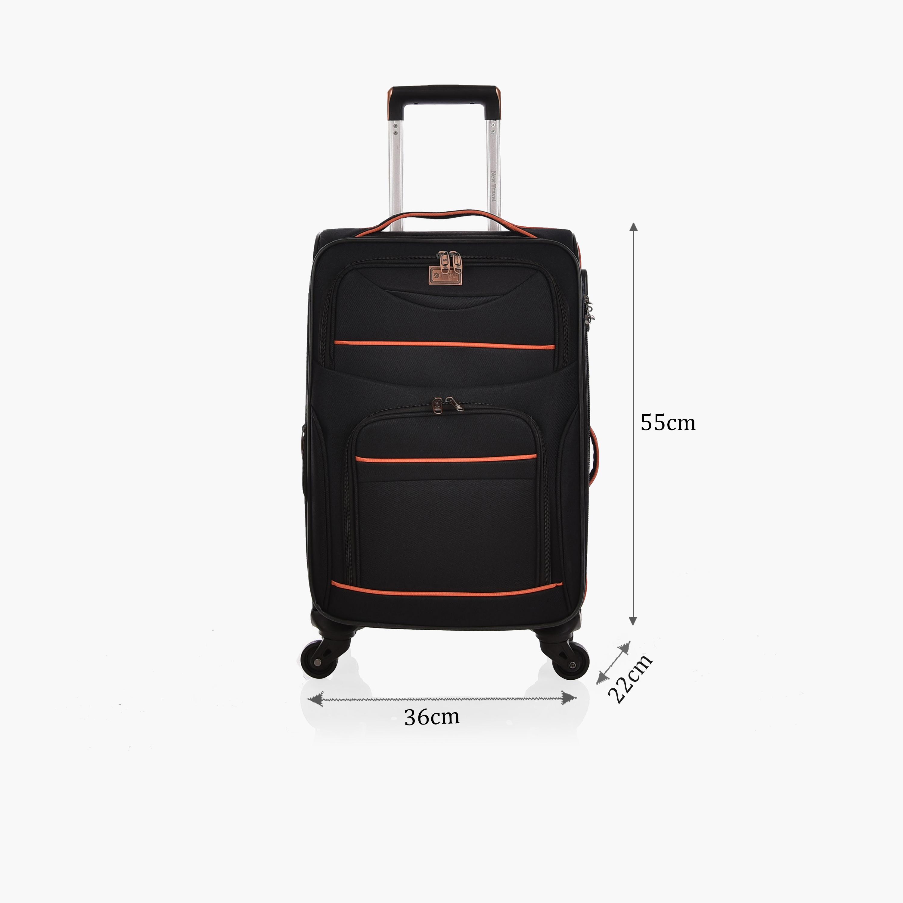New Travel 55 CM Small Cabin Polyester Blend Soft Sided 4-Wheeler Spinner Trolley Bag with Combination Lock-travel-luggagesandbags-luggage-image-2