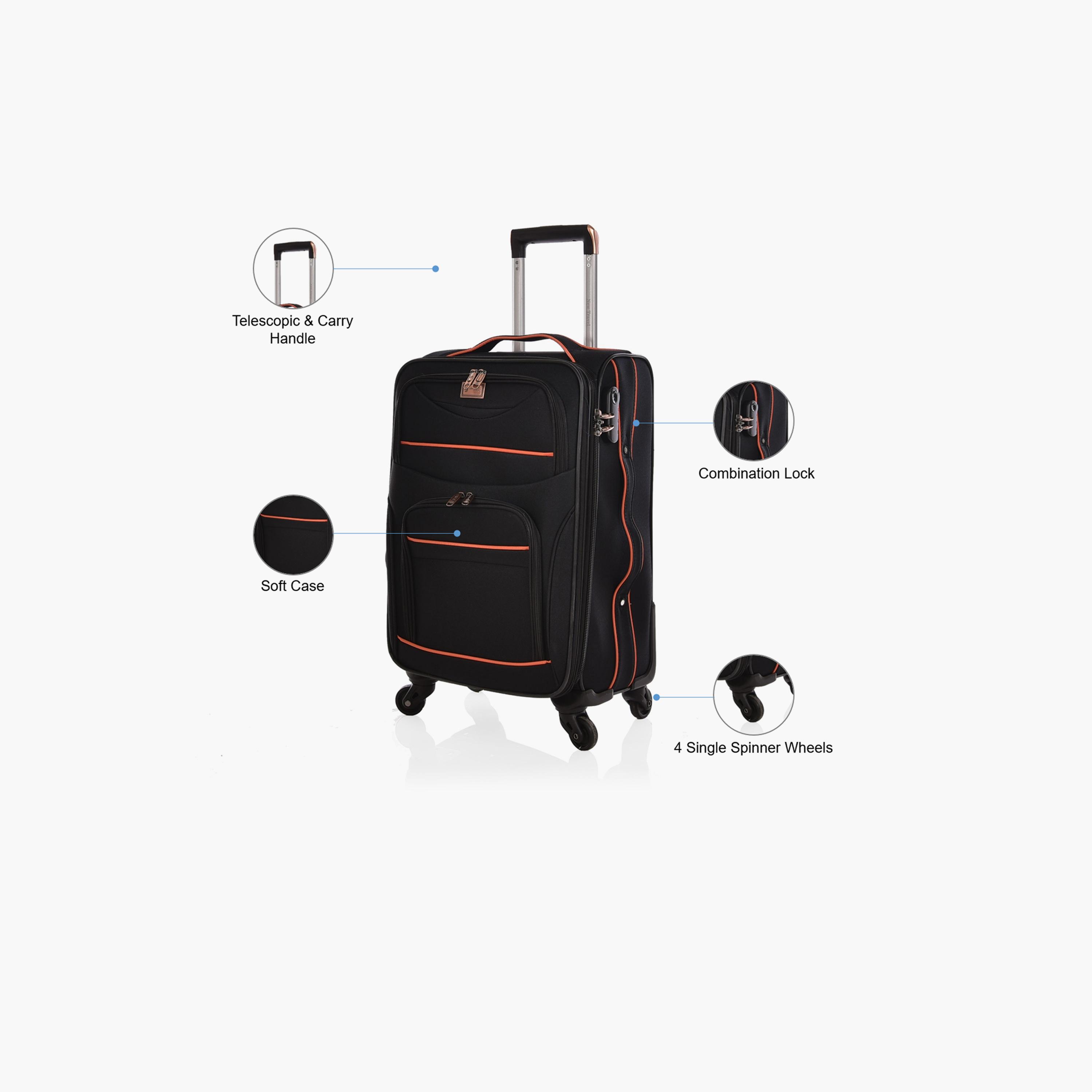 New Travel 55 CM Small Cabin Polyester Blend Soft Sided 4-Wheeler Spinner Trolley Bag with Combination Lock-travel-luggagesandbags-luggage-image-3