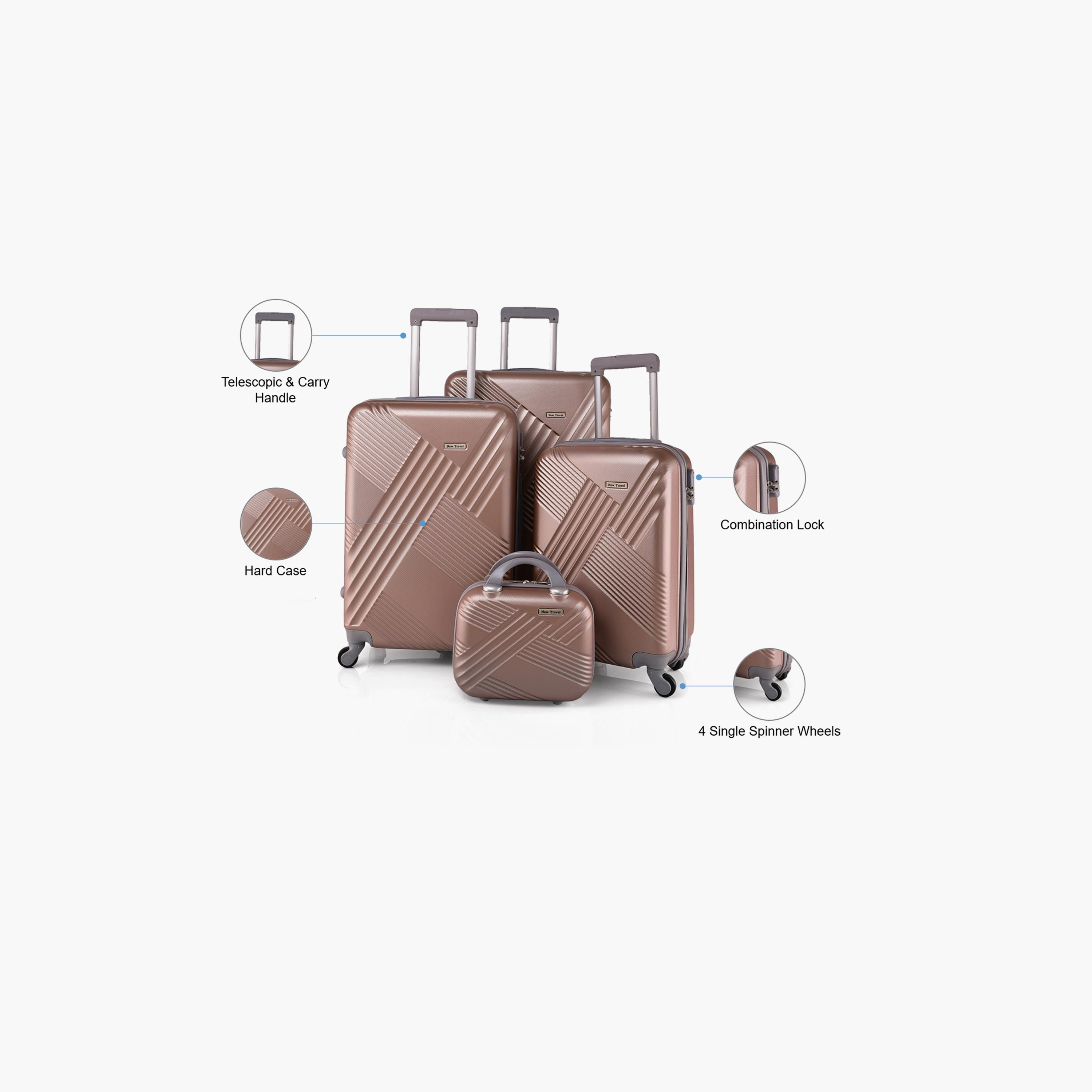 New Travel Set of 4 ABS Hard Sided 4-Wheeler Spinner Trolley Bag with Combination Lock-travel-luggagesandbags-luggage-image-2