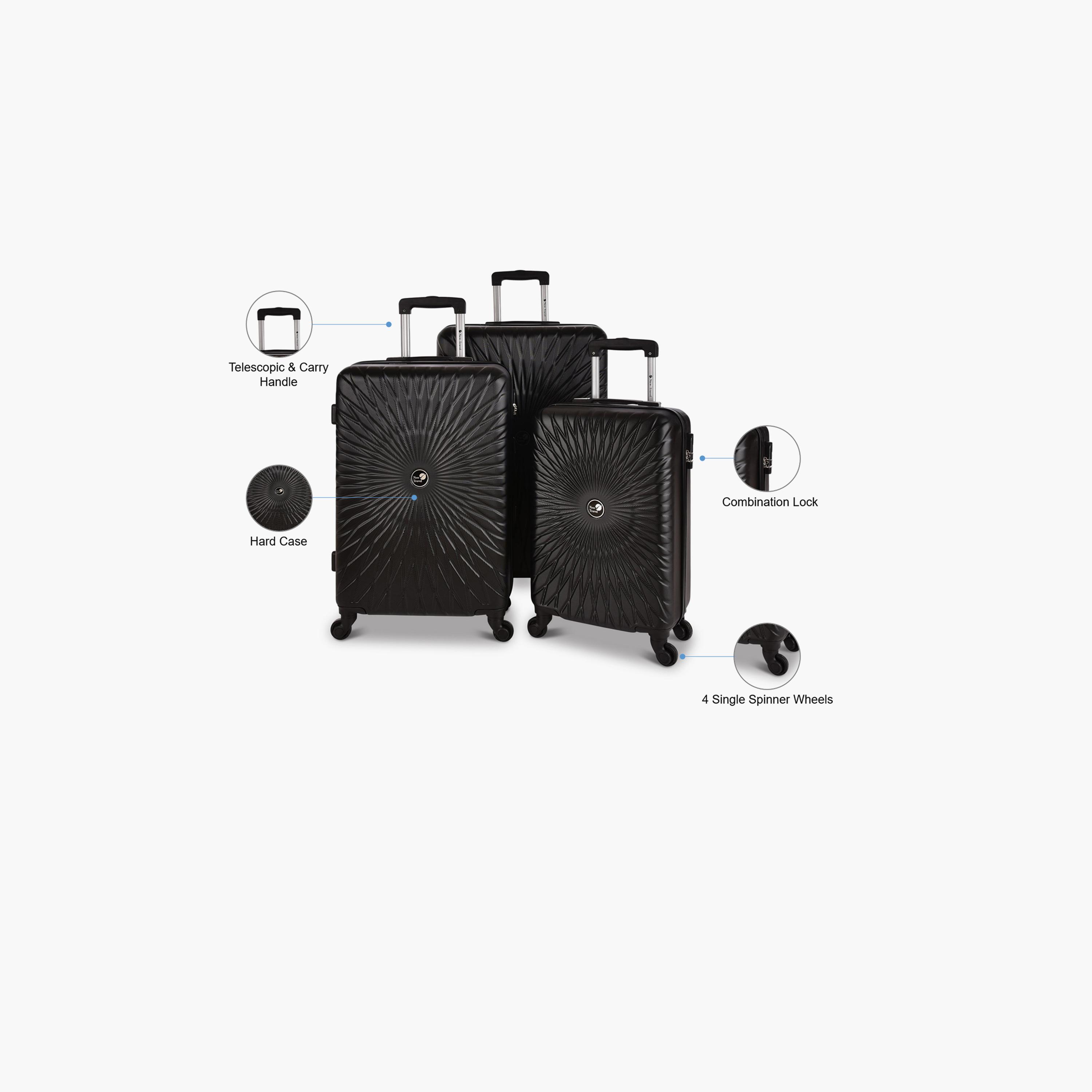 New Travel Set of 3 ABS Hard Sided 4-Wheeler Spinner Trolley Bag with Combination Lock-travel-luggagesandbags-luggage-image-2