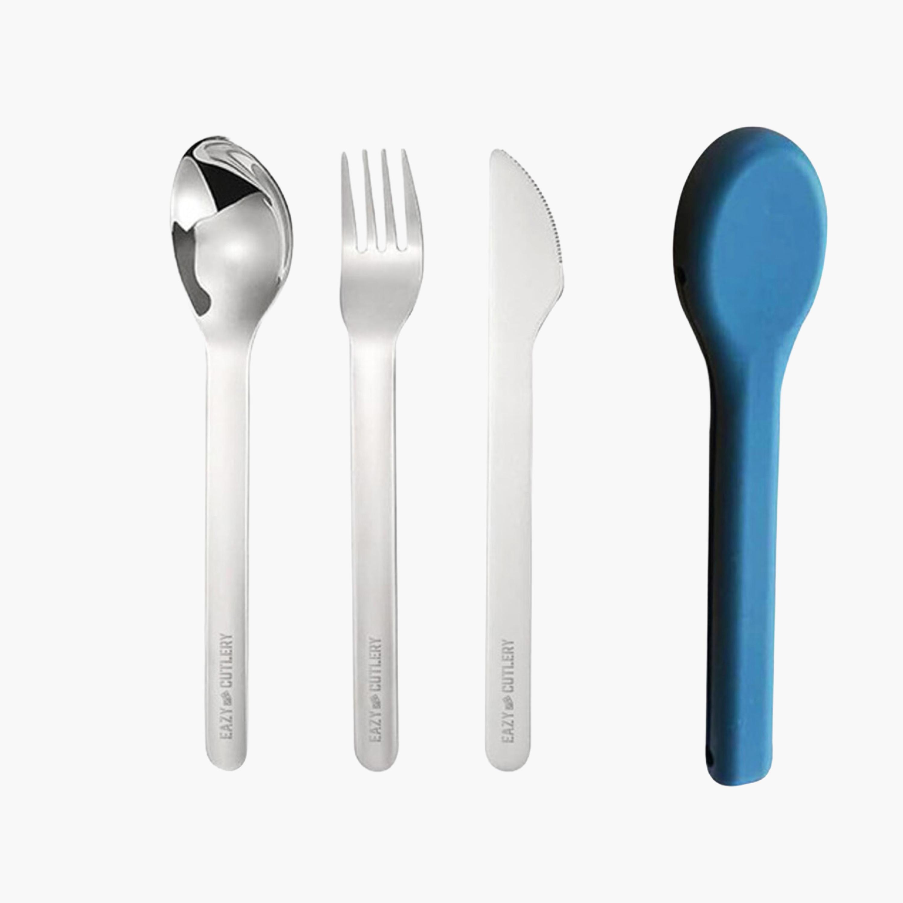 Eazy Kids 3-Piece Stainless Steel Cutlery Set with Silicone Case
