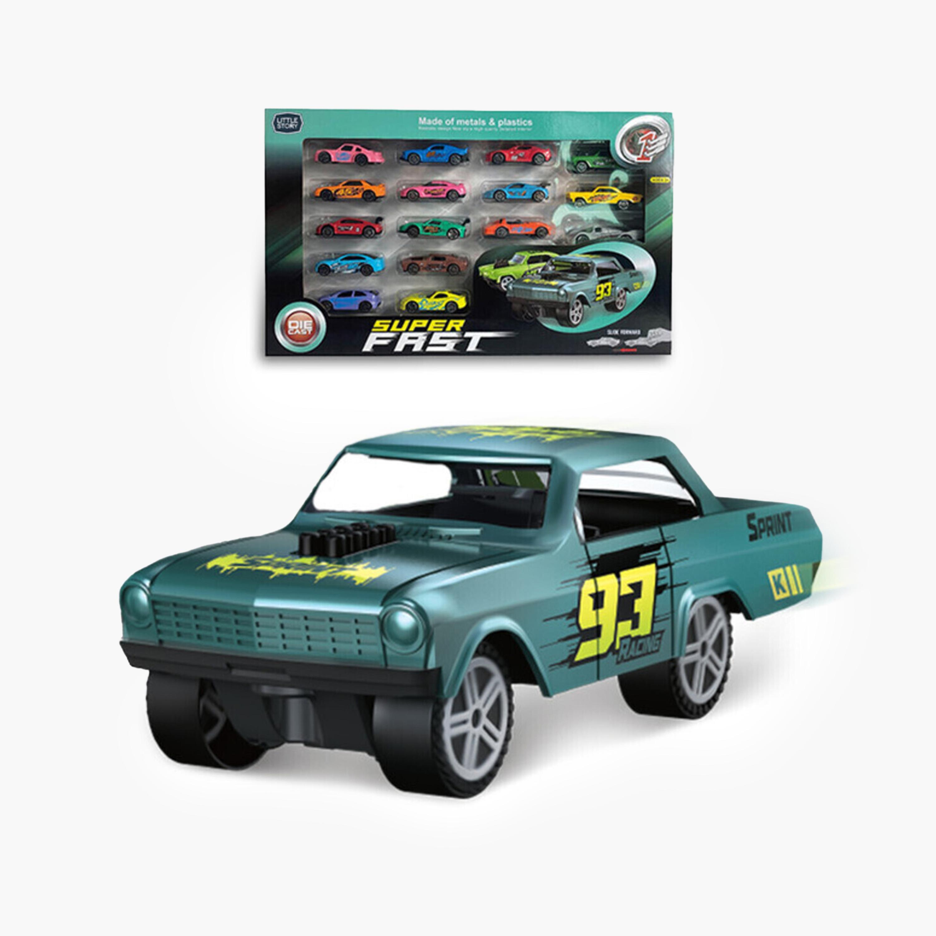 Little Story 16-Piece Slide Die Cast Toy Car Playset