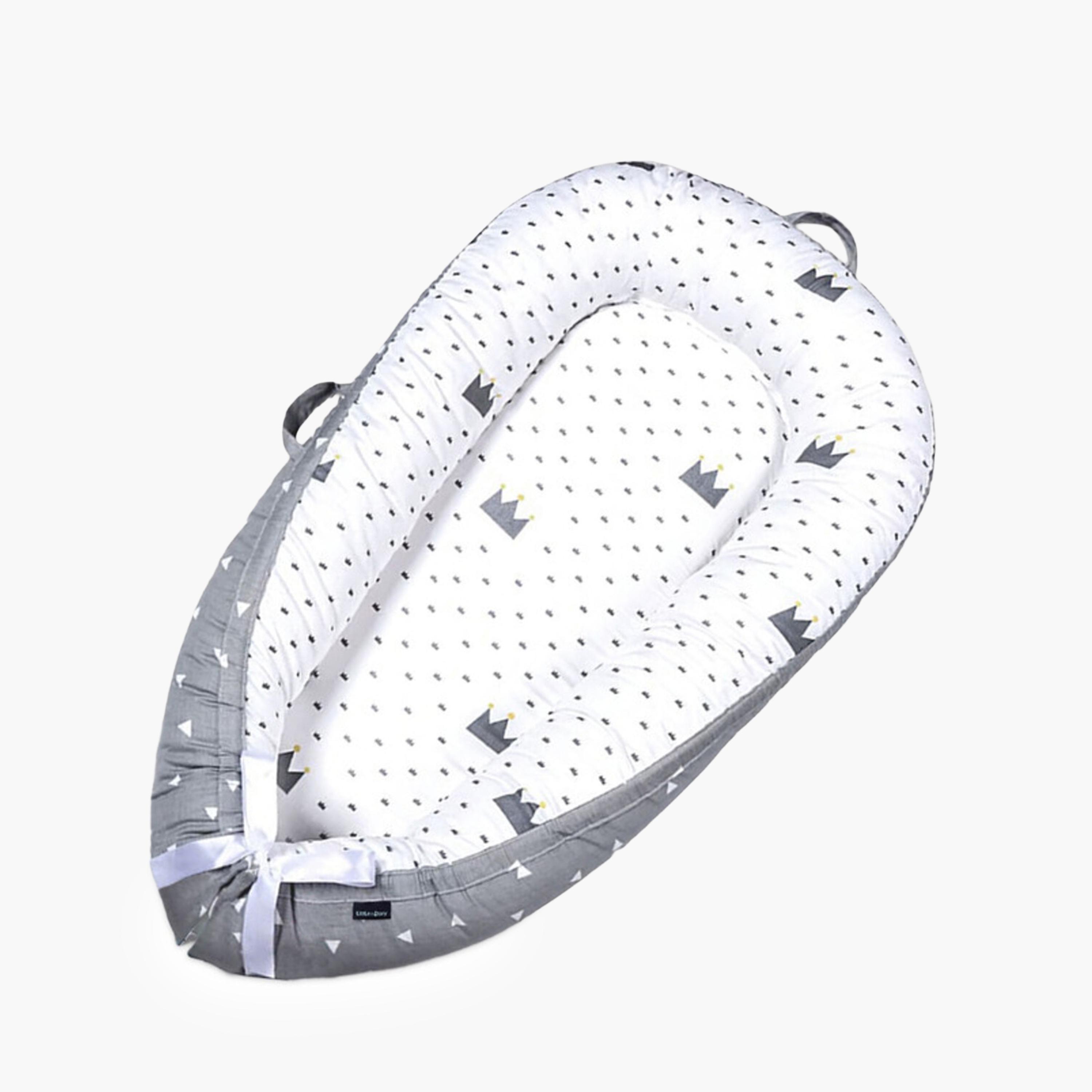 Little Story Fiberfill Newborn Lounger Bed - Royal Grey