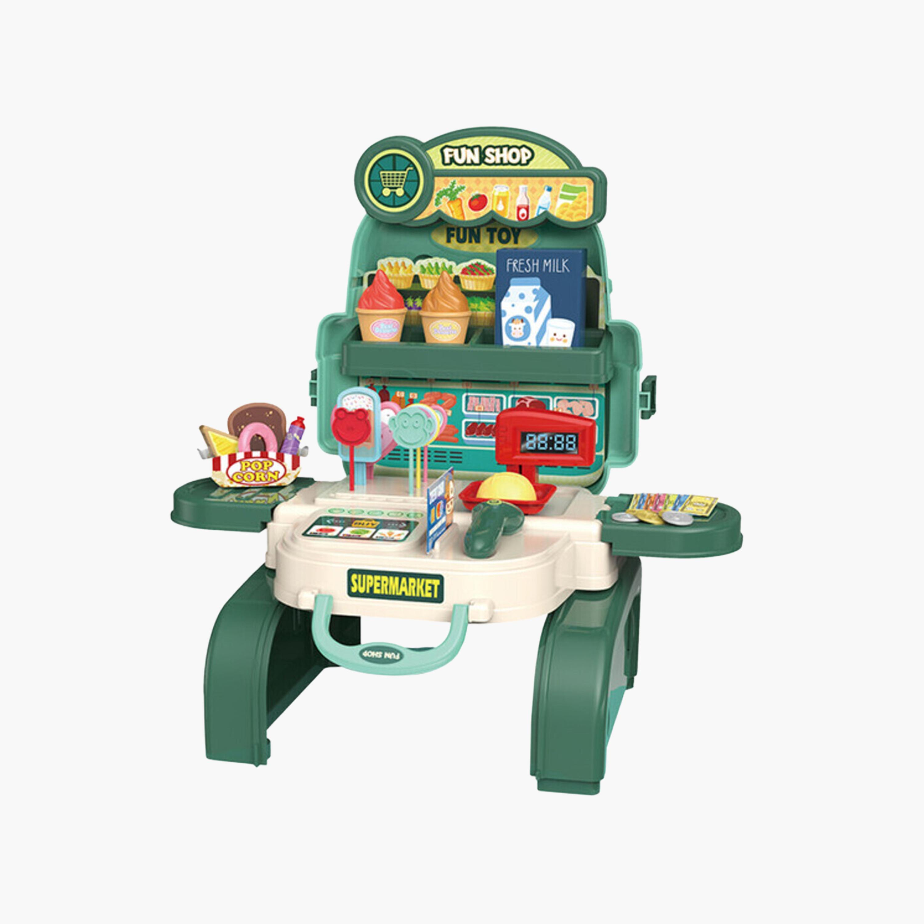 Little Story 36-Piece 3-in-1 Supermarket Role Play School Bag Toy Set