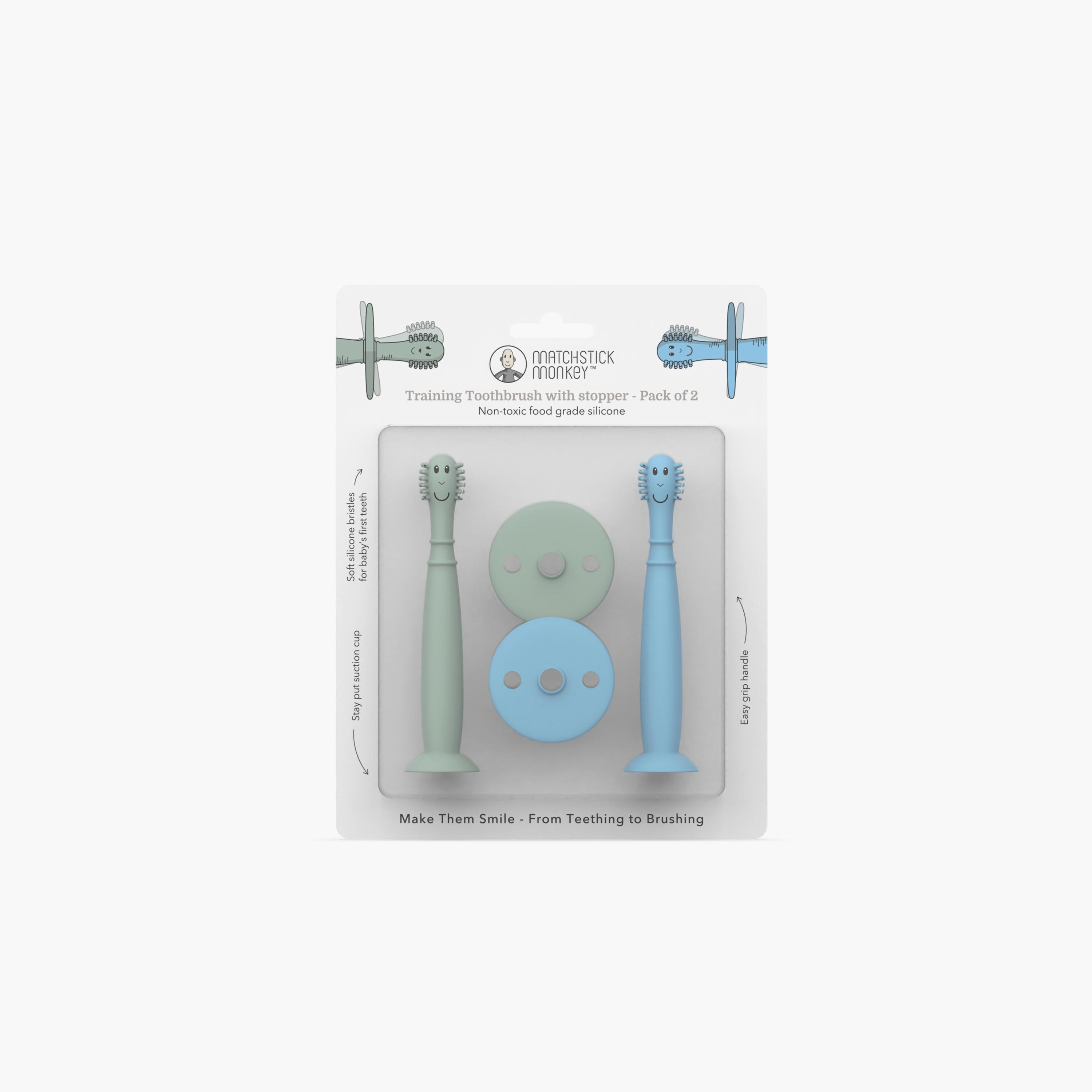 طقم فرشاة أسنان للتدريب قطعتان مع سدادة من ماتشستيك مونكي - 3 أشهر+ - أسد وزرافة-baby-bathandcare-oralcare-teethanddentalcare-image-4