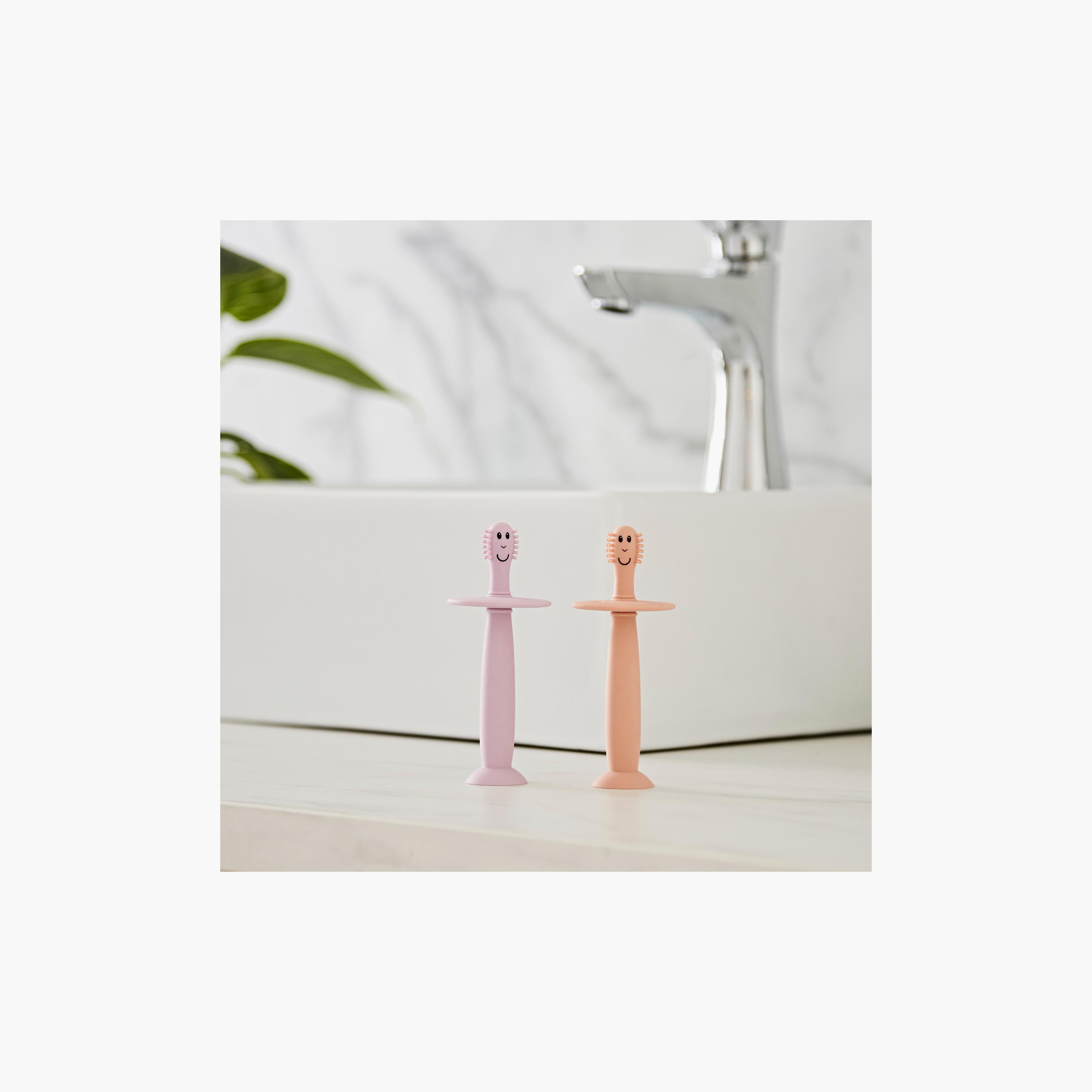 طقم فرشاة أسنان للتدريب قطعتان مع سدادة من ماتشستيك مونكي - 3 أشهر+ - أسد وزرافة-baby-bathandcare-oralcare-teethanddentalcare-image-5