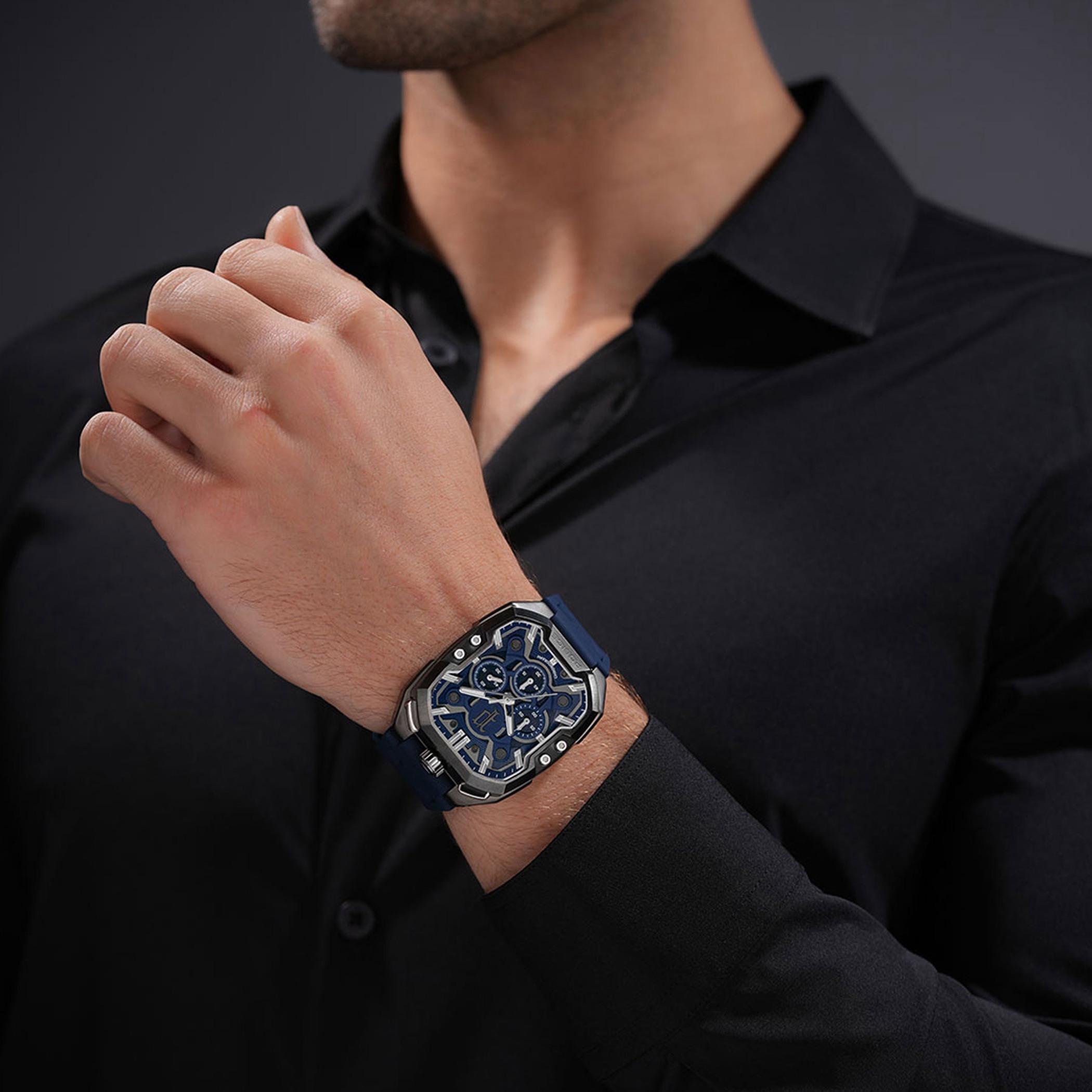 ساعة كرونوغراف رجالية سيليكون أزرق-men-watchesandjewellery-watches-image-4