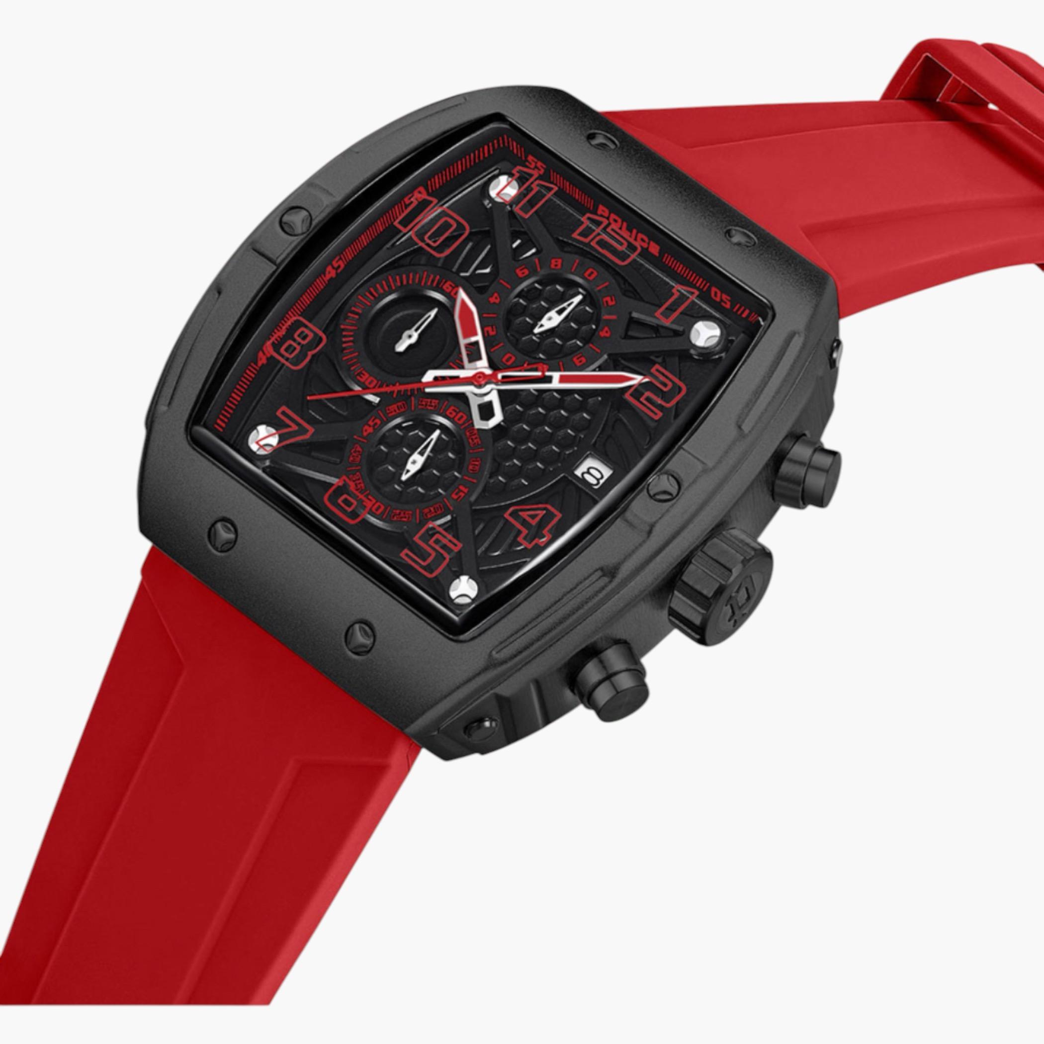 Black Chronograph Watch Red Silicone Strap-men-watchesandjewellery-watches-image-2