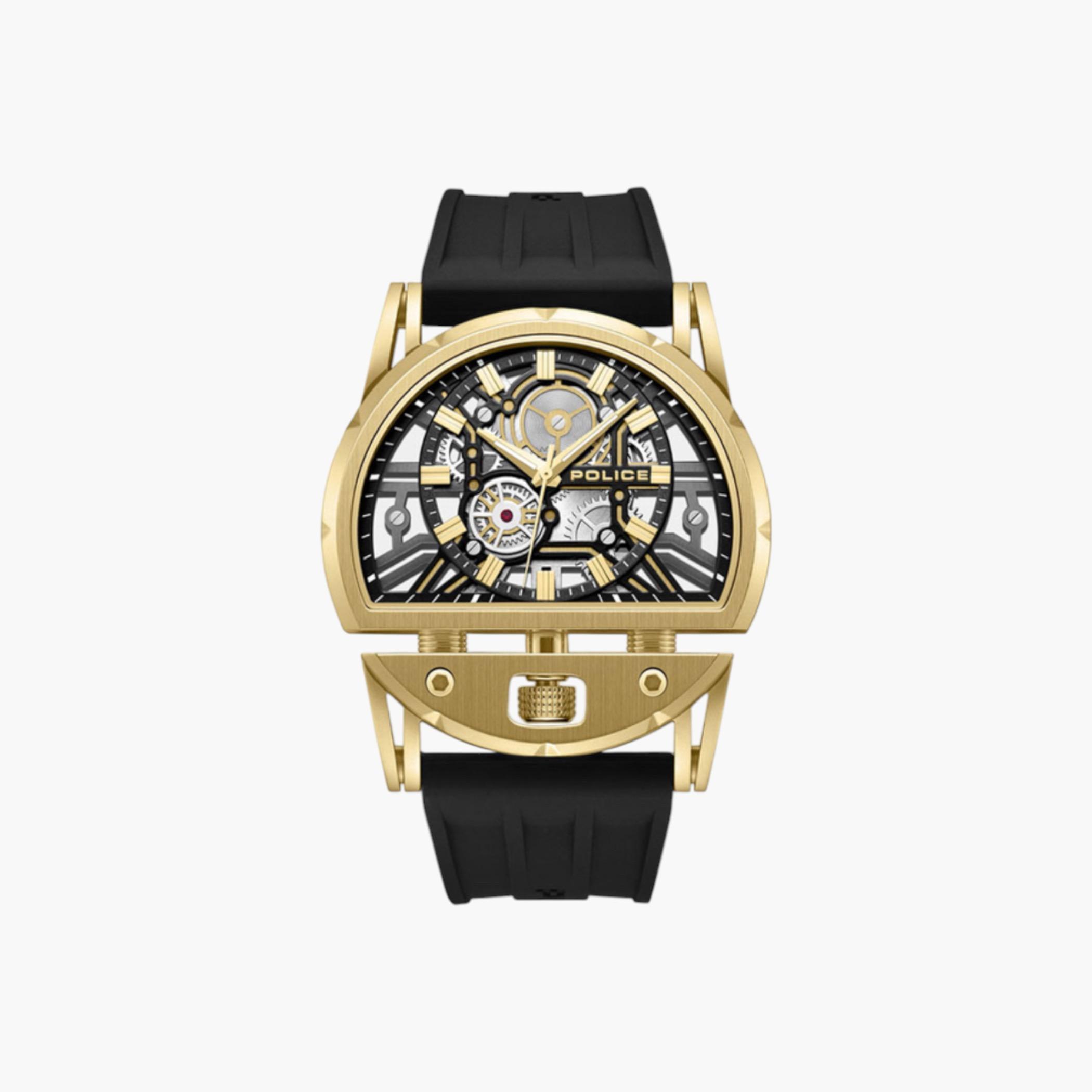 Gold Skeleton Dial Silicone Strap Watch-men-watchesandjewellery-watches-image-1