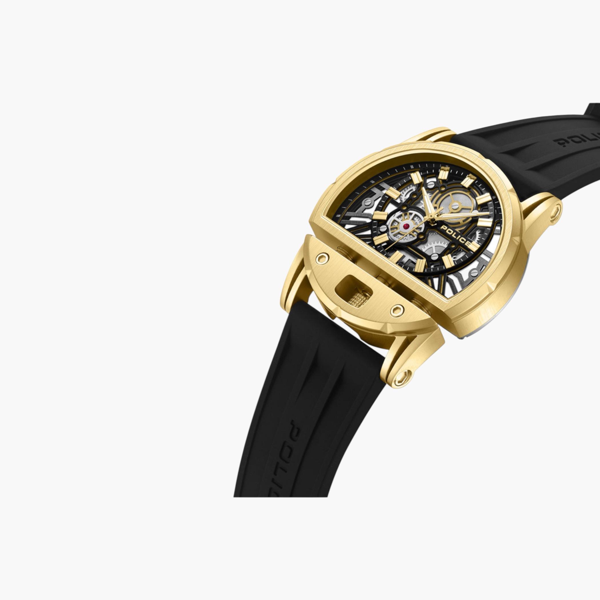Gold Skeleton Dial Silicone Strap Watch-men-watchesandjewellery-watches-image-2