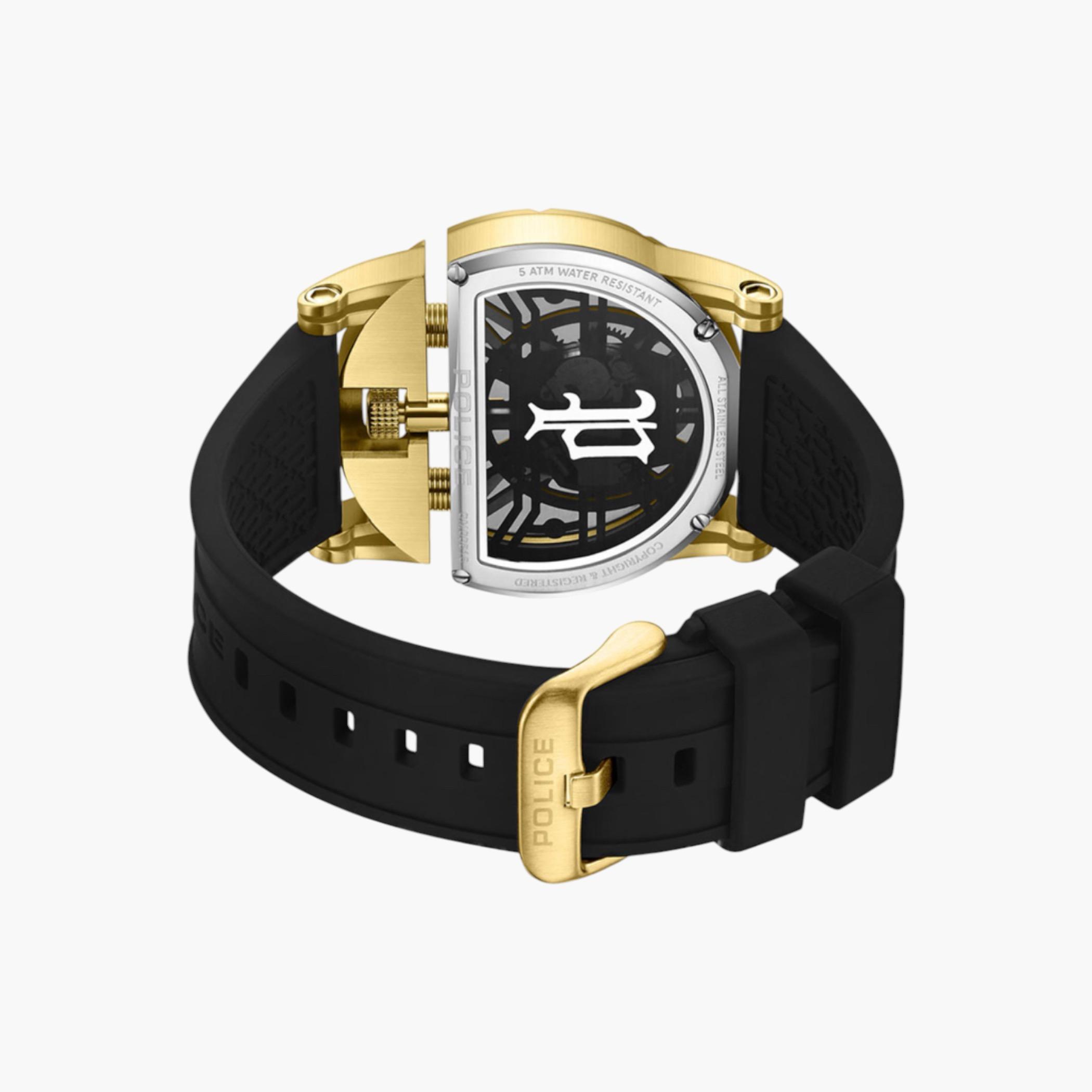 Gold Skeleton Dial Silicone Strap Watch-men-watchesandjewellery-watches-image-3