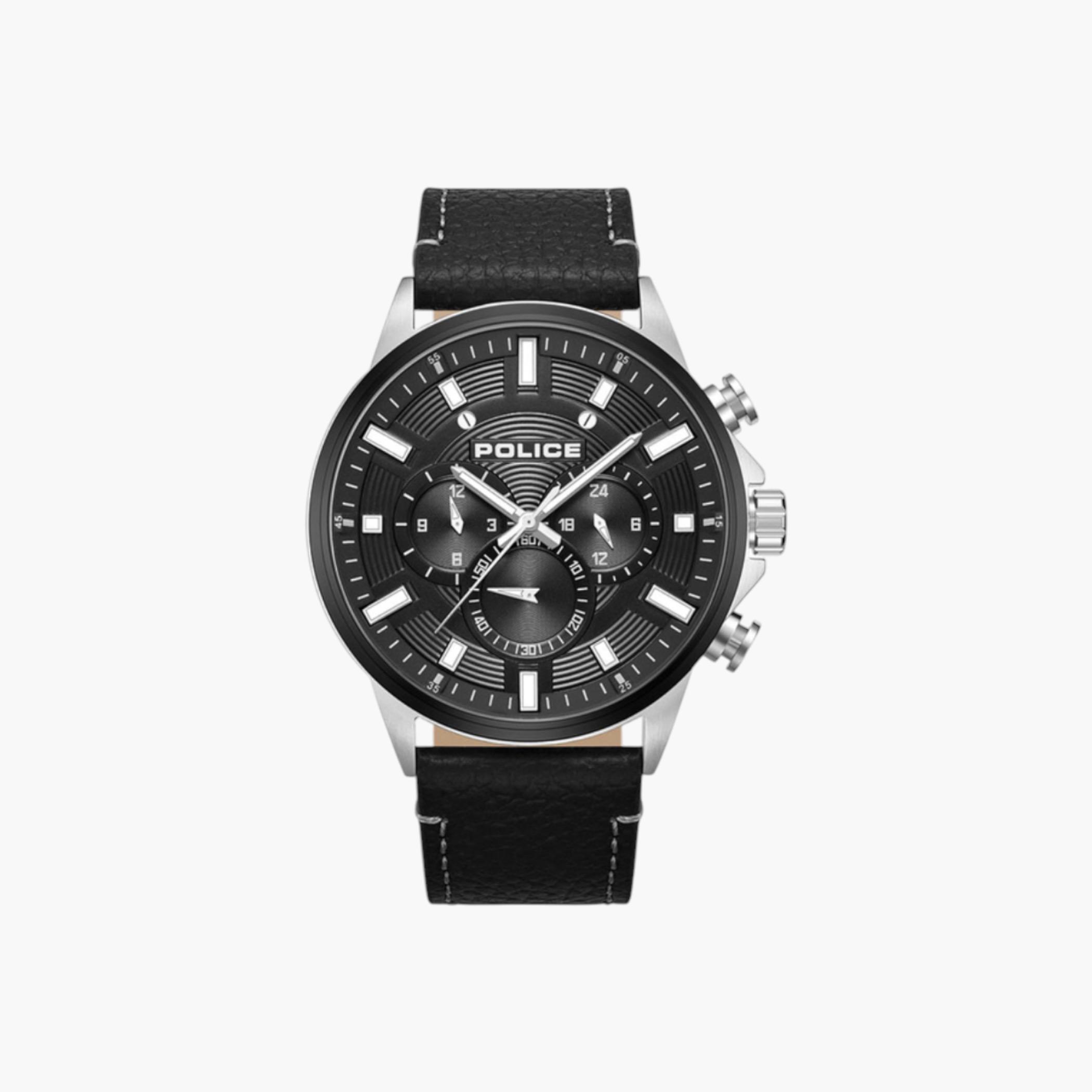 Men's Black Chronograph Leather Watch-men-watchesandjewellery-watches-image-1