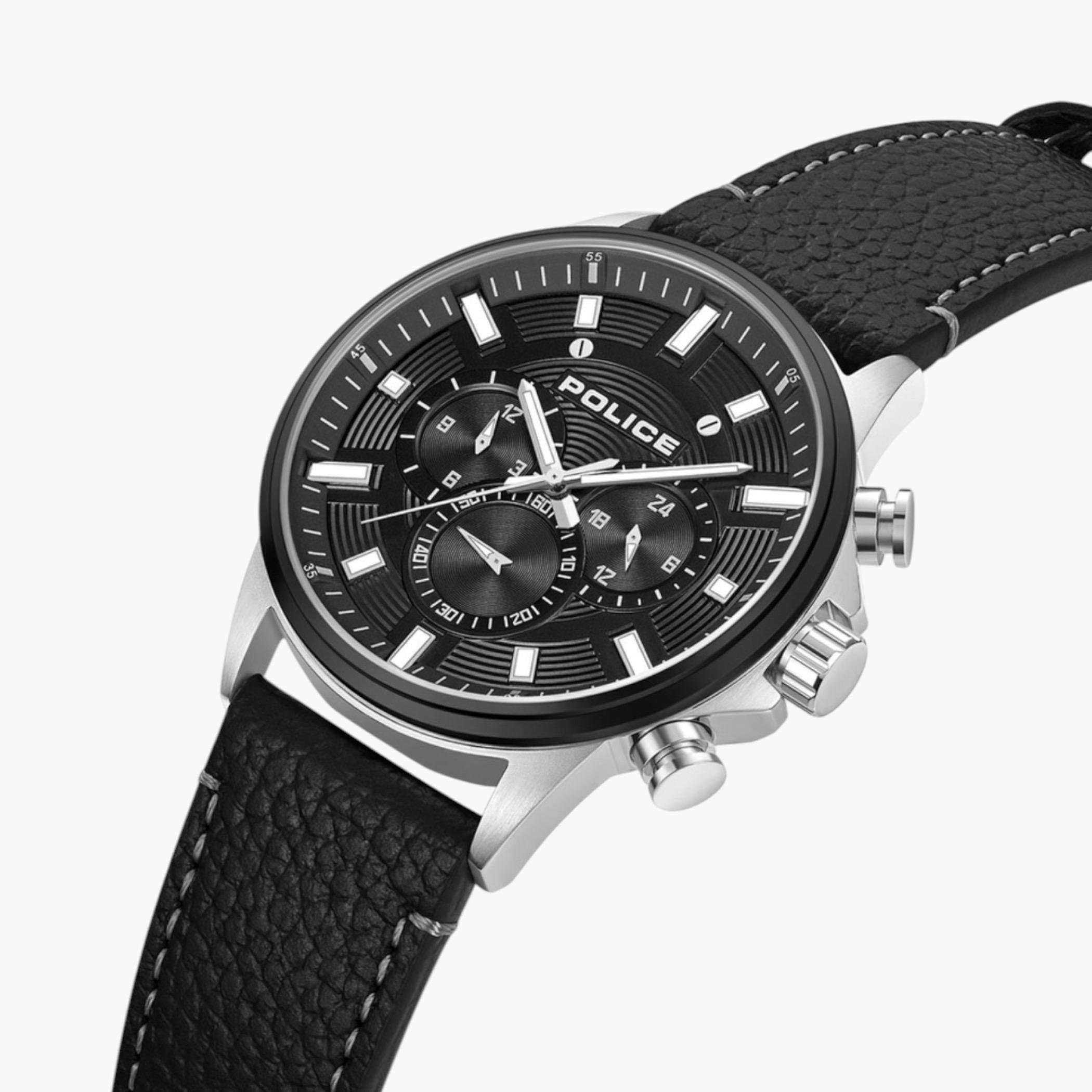 Men's Black Chronograph Leather Watch-men-watchesandjewellery-watches-image-2