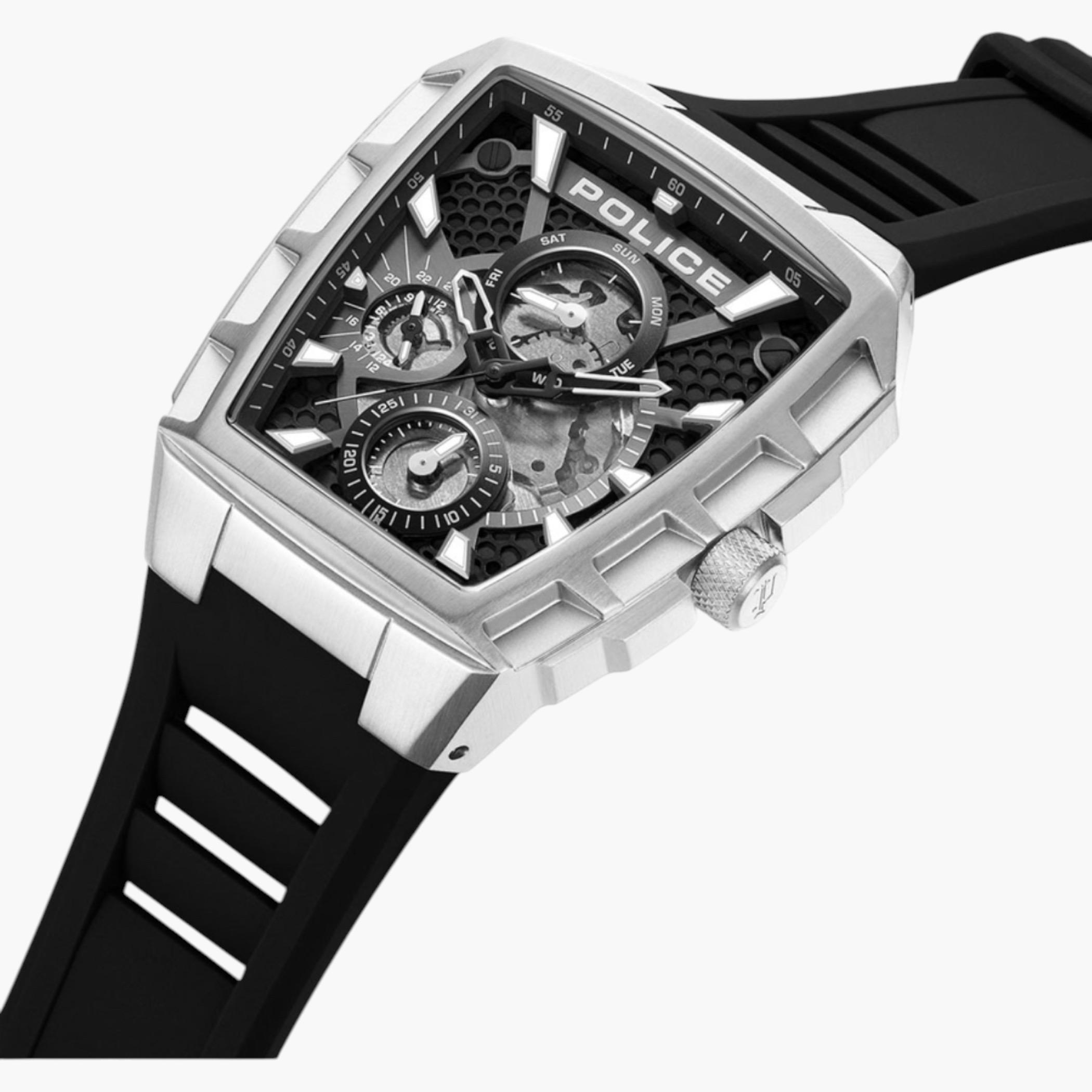 Silver Tone Black Dial Multifunction Watch-men-watchesandjewellery-watches-image-2