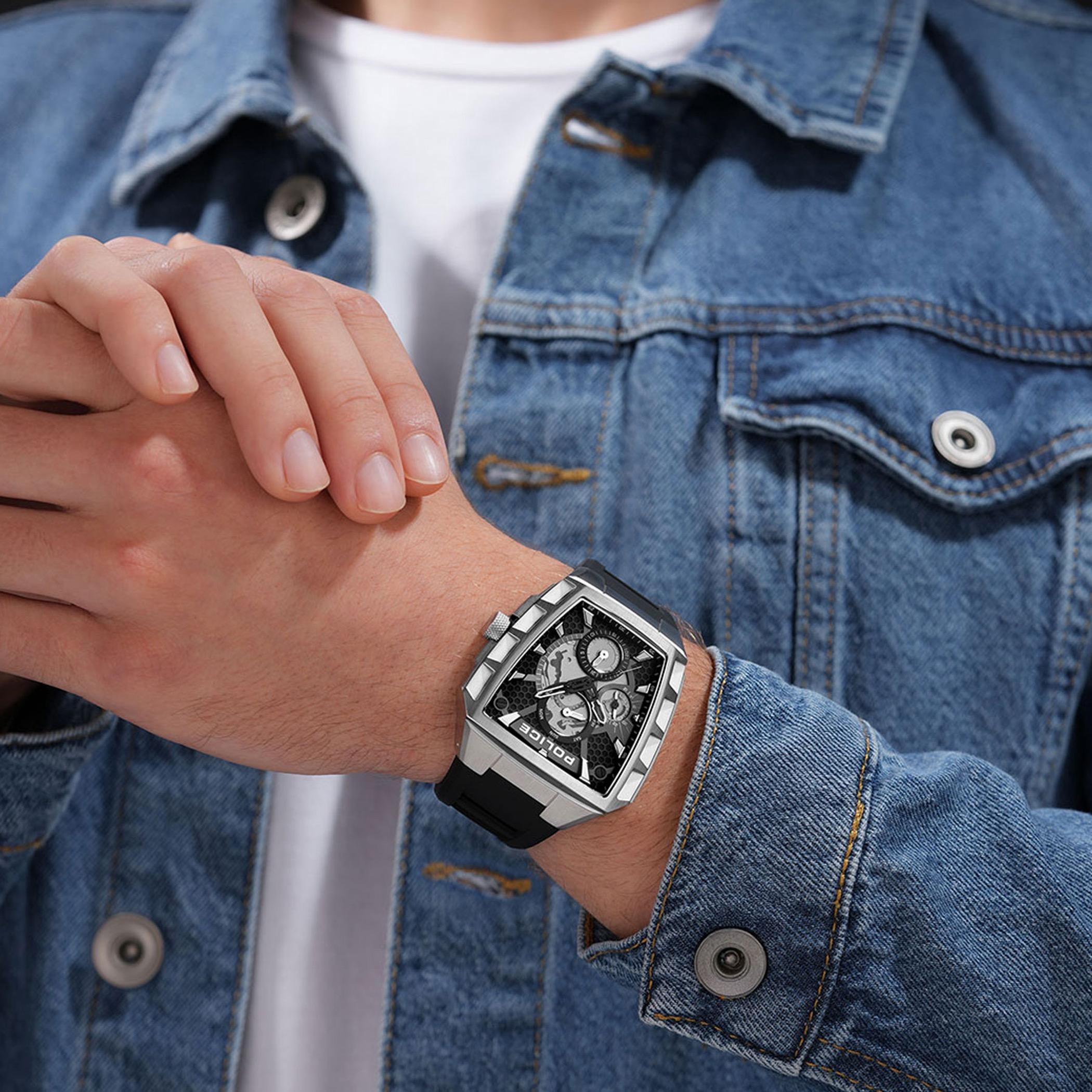 Silver Tone Black Dial Multifunction Watch-men-watchesandjewellery-watches-image-4
