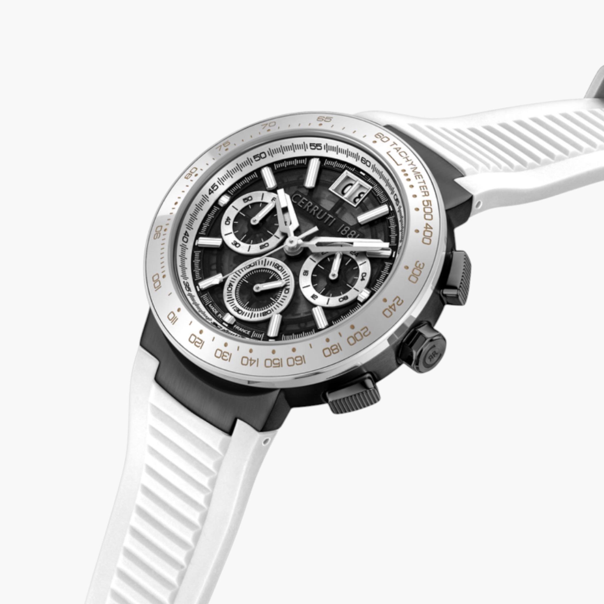 ساعة كرونوغراف بحزام سيليكون أبيض-men-watchesandjewellery-watches-image-2