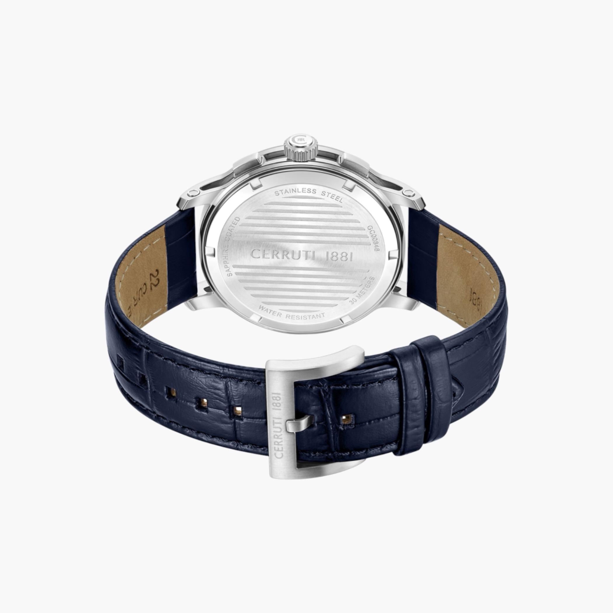 Blue Chronograph Watch with Leather Strap-men-watchesandjewellery-watches-image-3