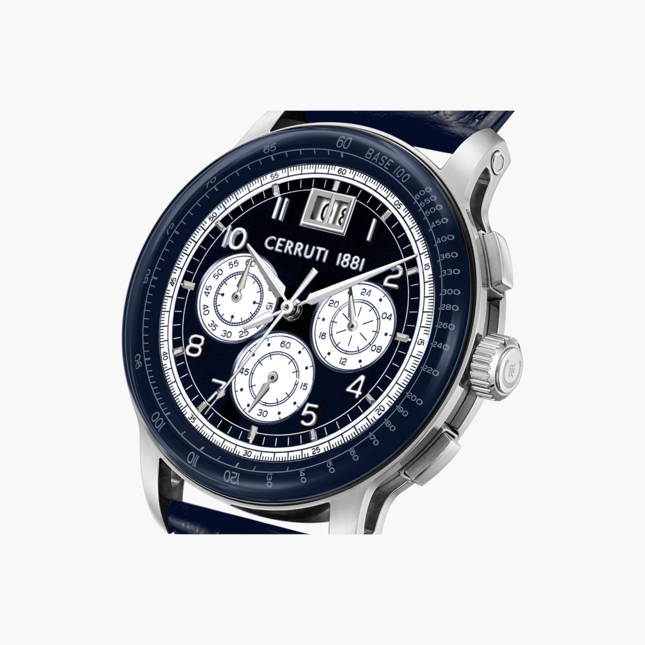 Blue Chronograph Watch with Leather Strap-men-watchesandjewellery-watches-image-4