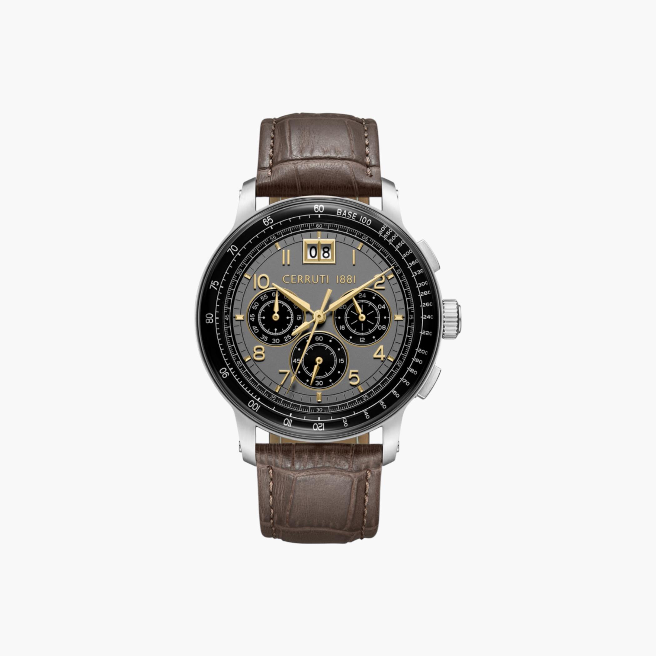 ساعة كرونوغراف رجالية جلد بني-men-watchesandjewellery-watches-image-1