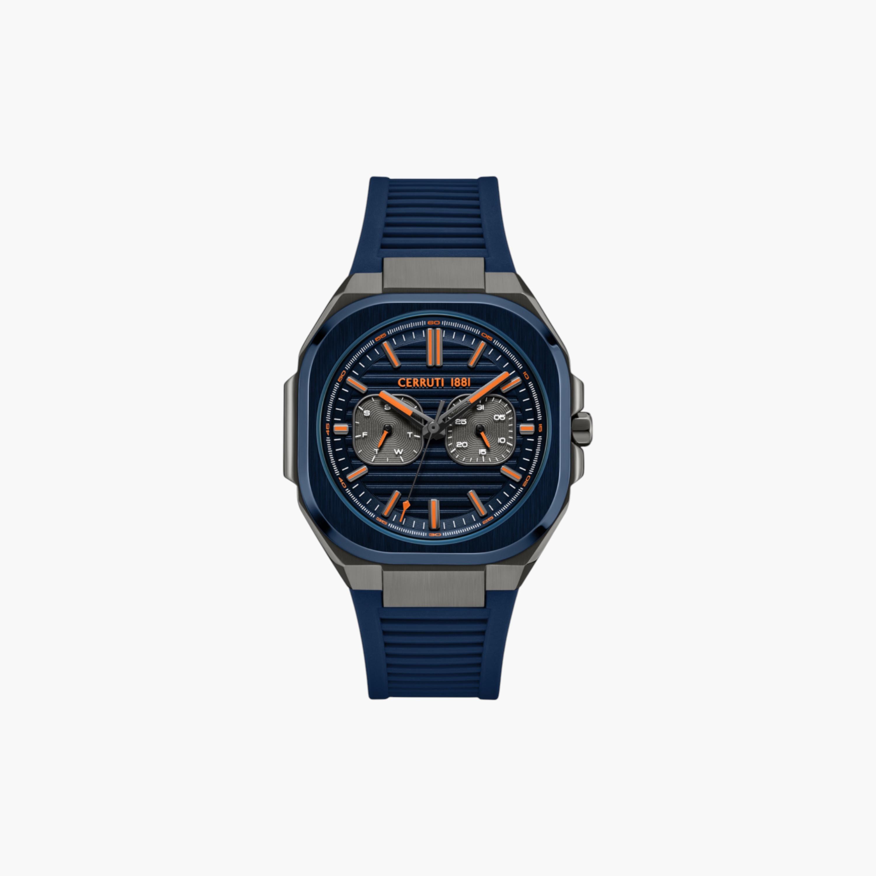 ساعة يد متعددة الوظائف بحزام سيليكون أزرق-men-watchesandjewellery-watches-image-1