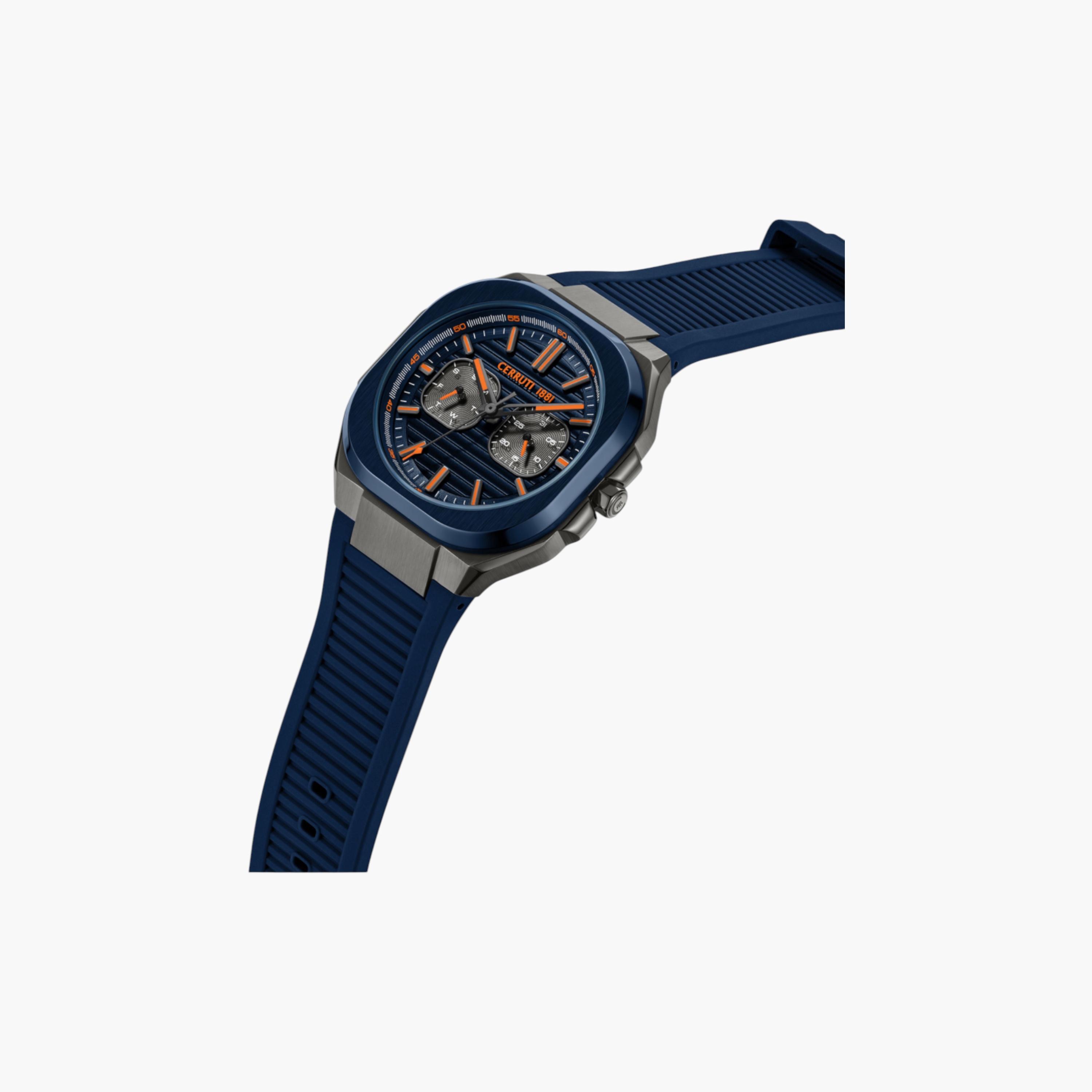 ساعة يد متعددة الوظائف بحزام سيليكون أزرق-men-watchesandjewellery-watches-image-2