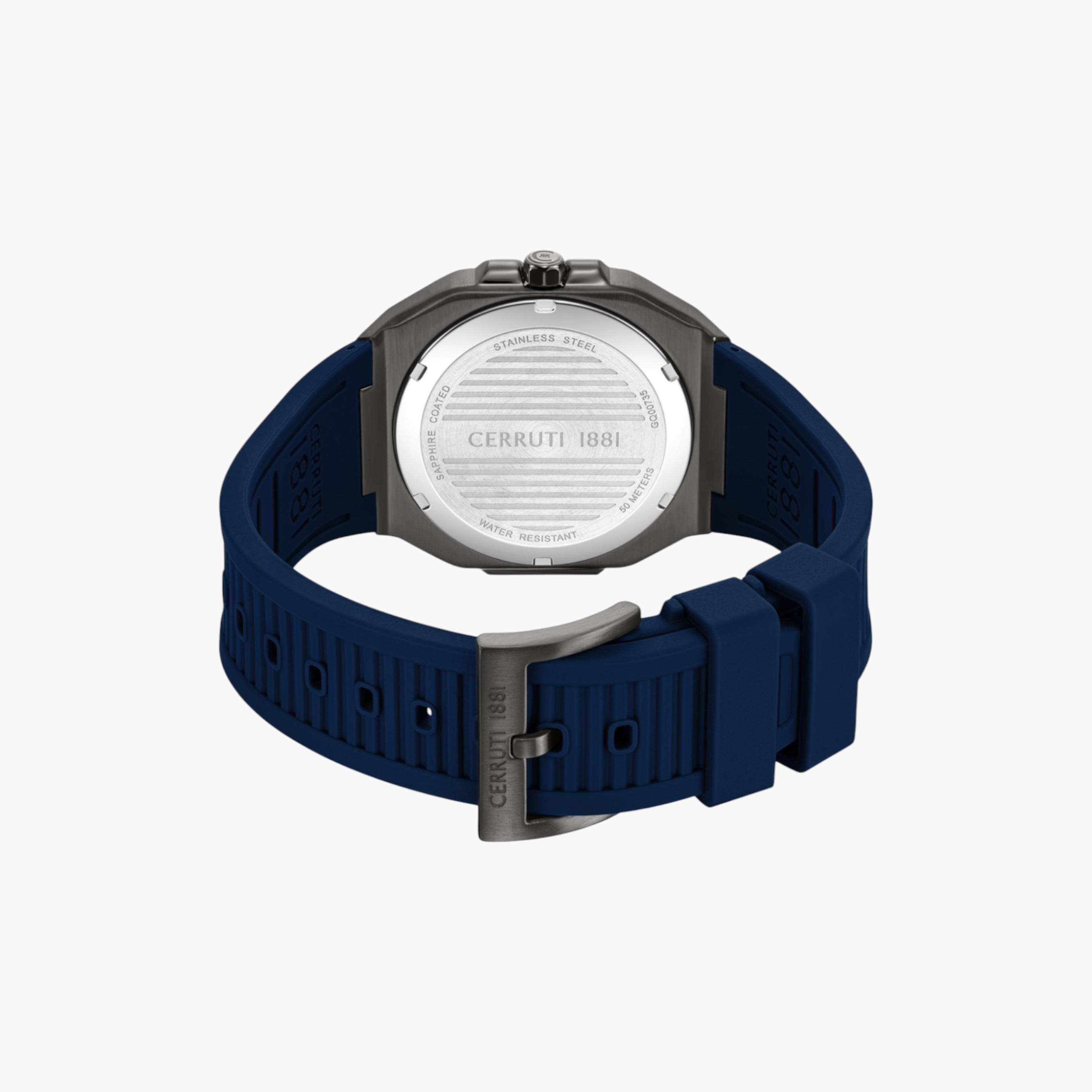 ساعة يد متعددة الوظائف بحزام سيليكون أزرق-men-watchesandjewellery-watches-image-3