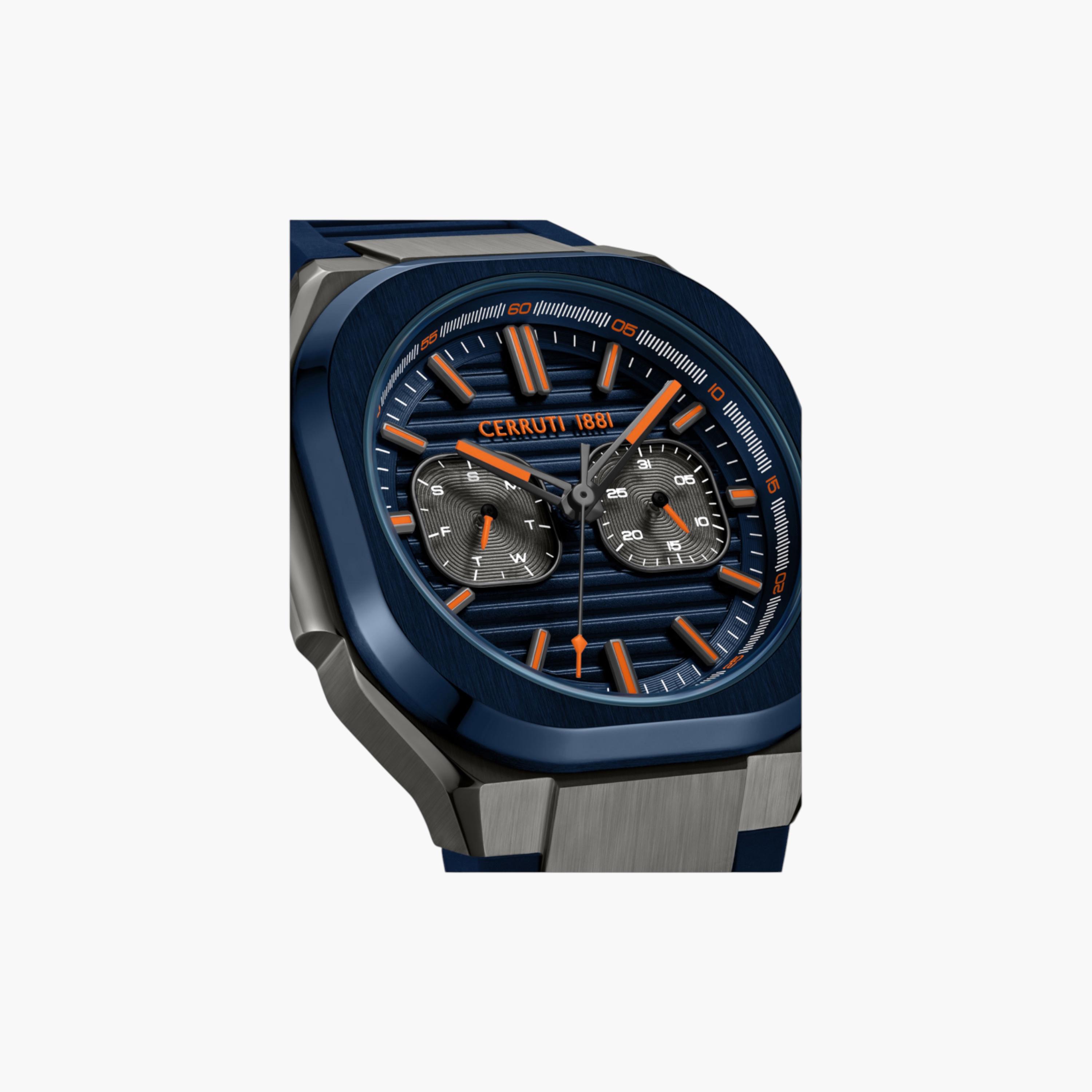 ساعة يد متعددة الوظائف بحزام سيليكون أزرق-men-watchesandjewellery-watches-image-4
