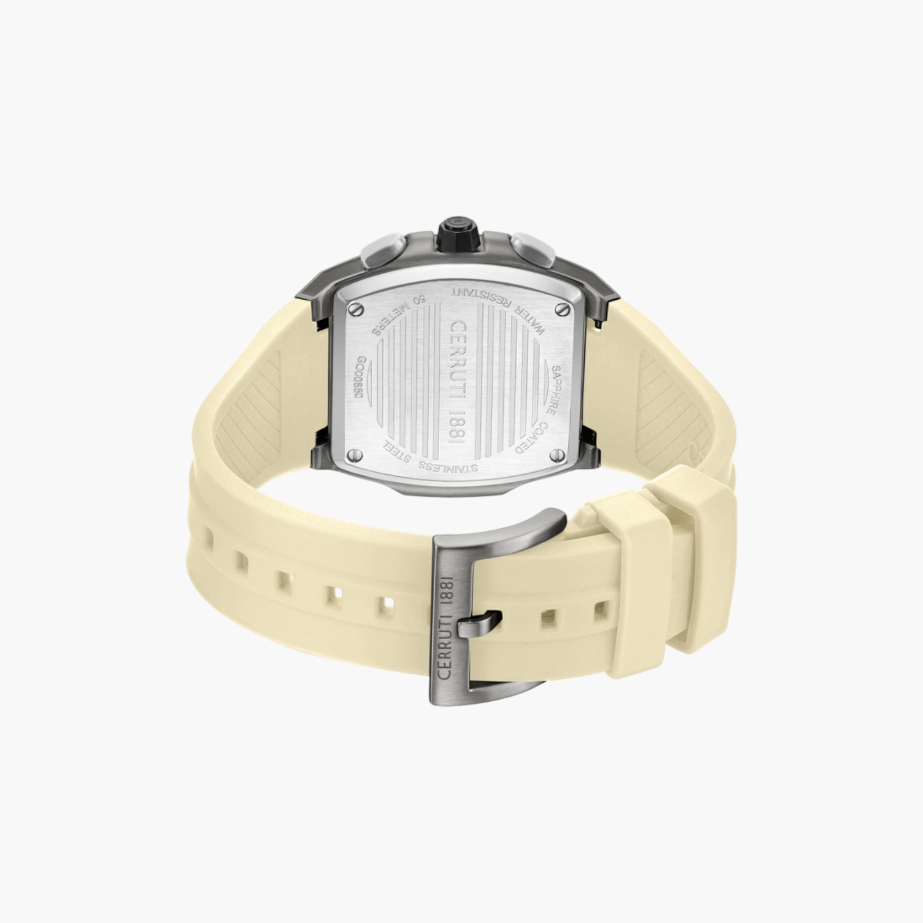 Khaki Dial Chronograph Watch Silicone Strap-men-watchesandjewellery-watches-image-3