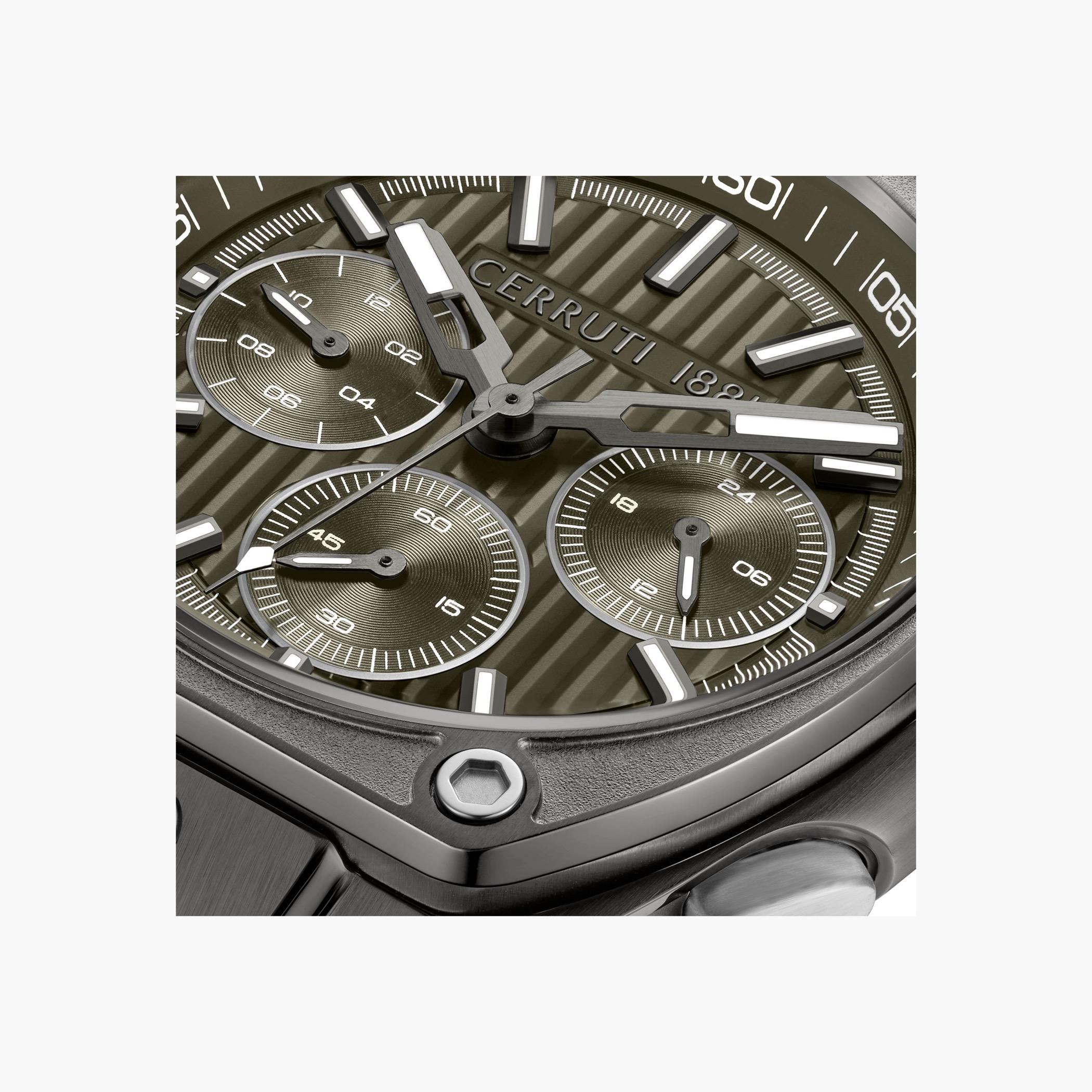 Khaki Dial Chronograph Watch Silicone Strap-men-watchesandjewellery-watches-image-4