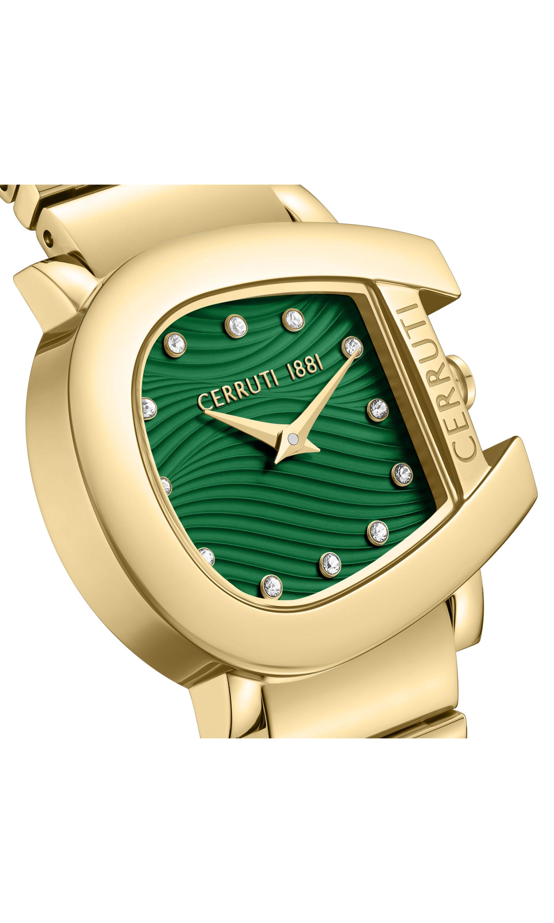 ساعة نسائية ذهبية بسوار ستانلس ستيل ومينا أخضر-women-watchesandjewellery-watches-image-4