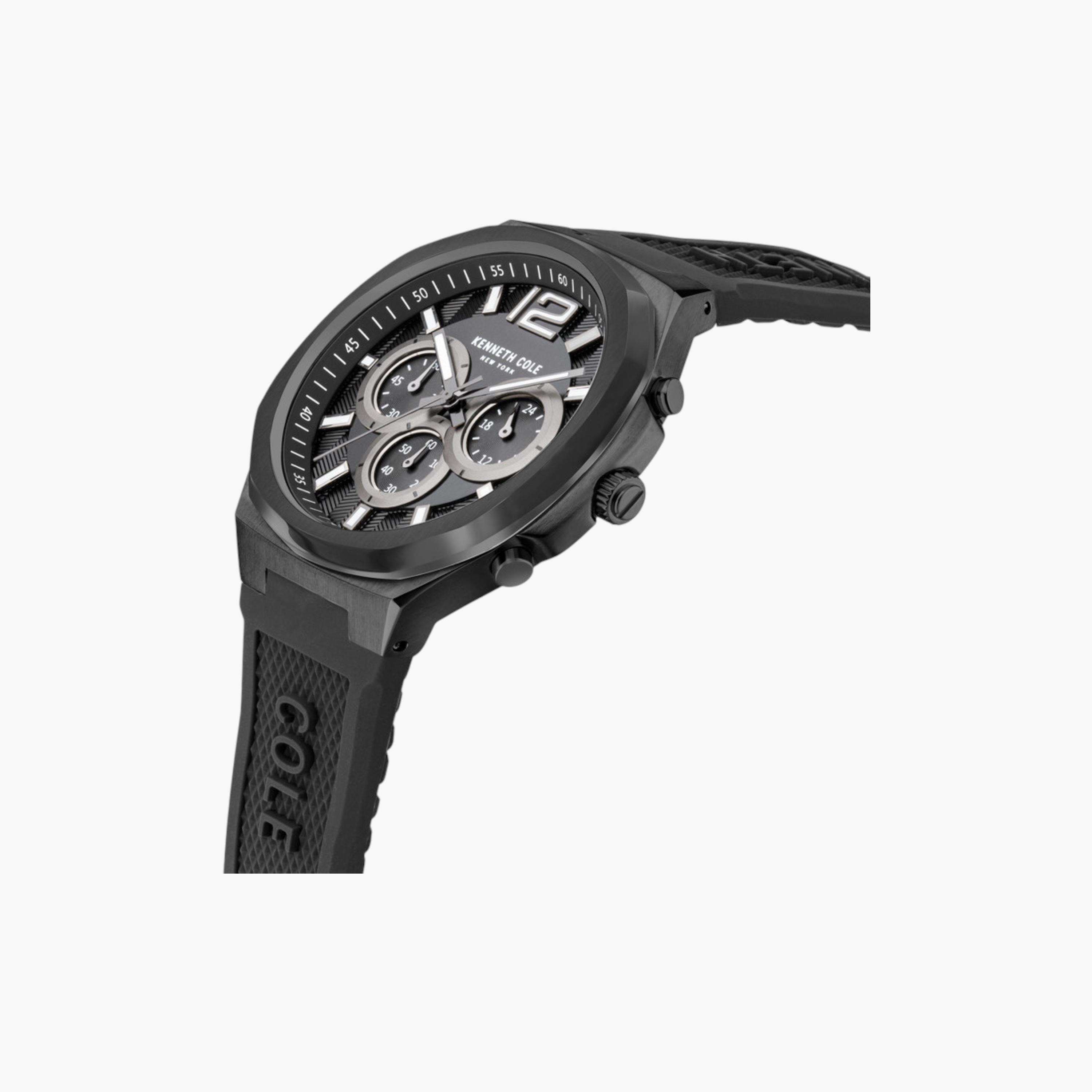 Black Chronograph Watch Silicone Strap-men-watchesandjewellery-watches-image-2