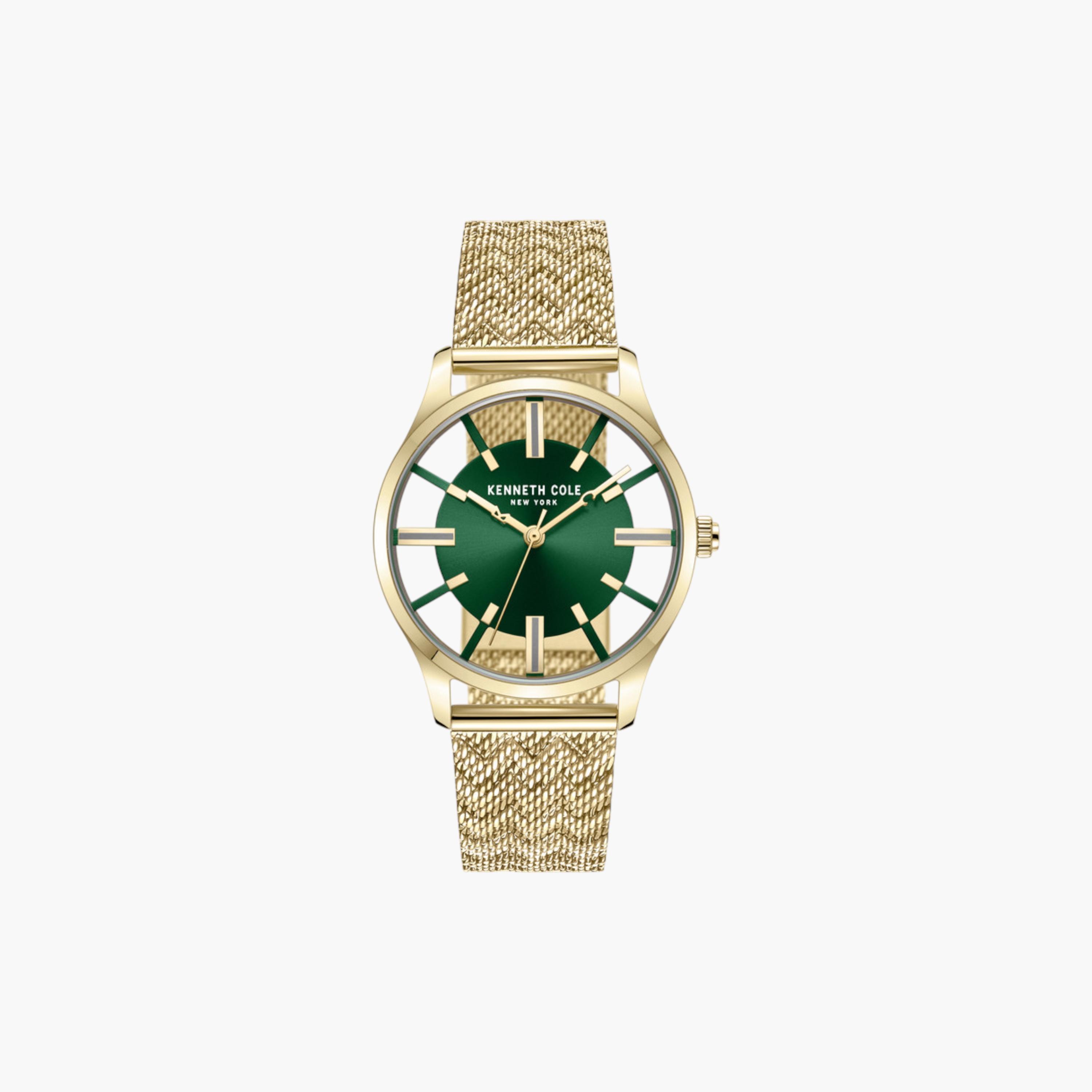 Gold-Tone Mesh Green Dial Watch-women-watchesandjewellery-watches-image-2