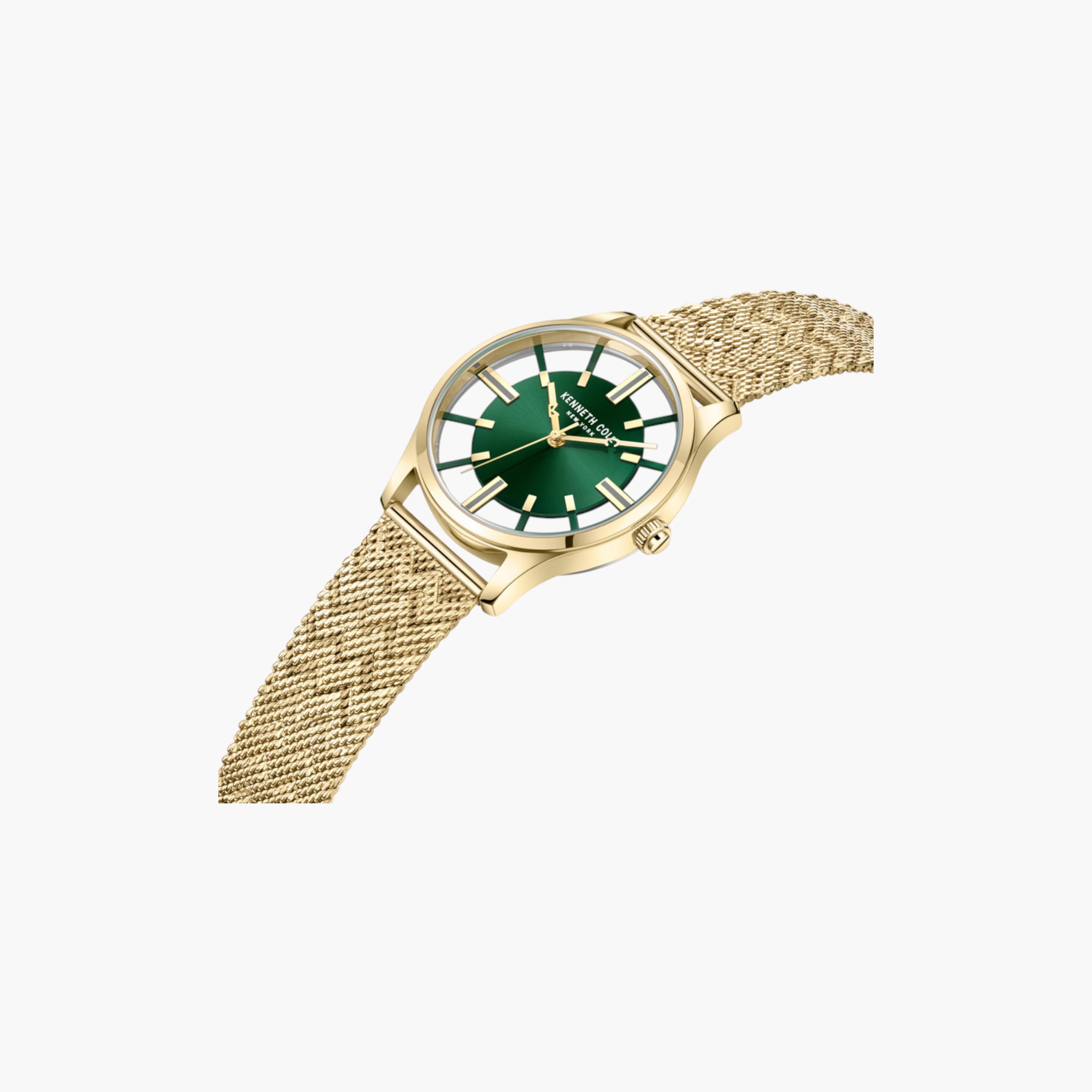 Gold-Tone Mesh Green Dial Watch-women-watchesandjewellery-watches-image-4
