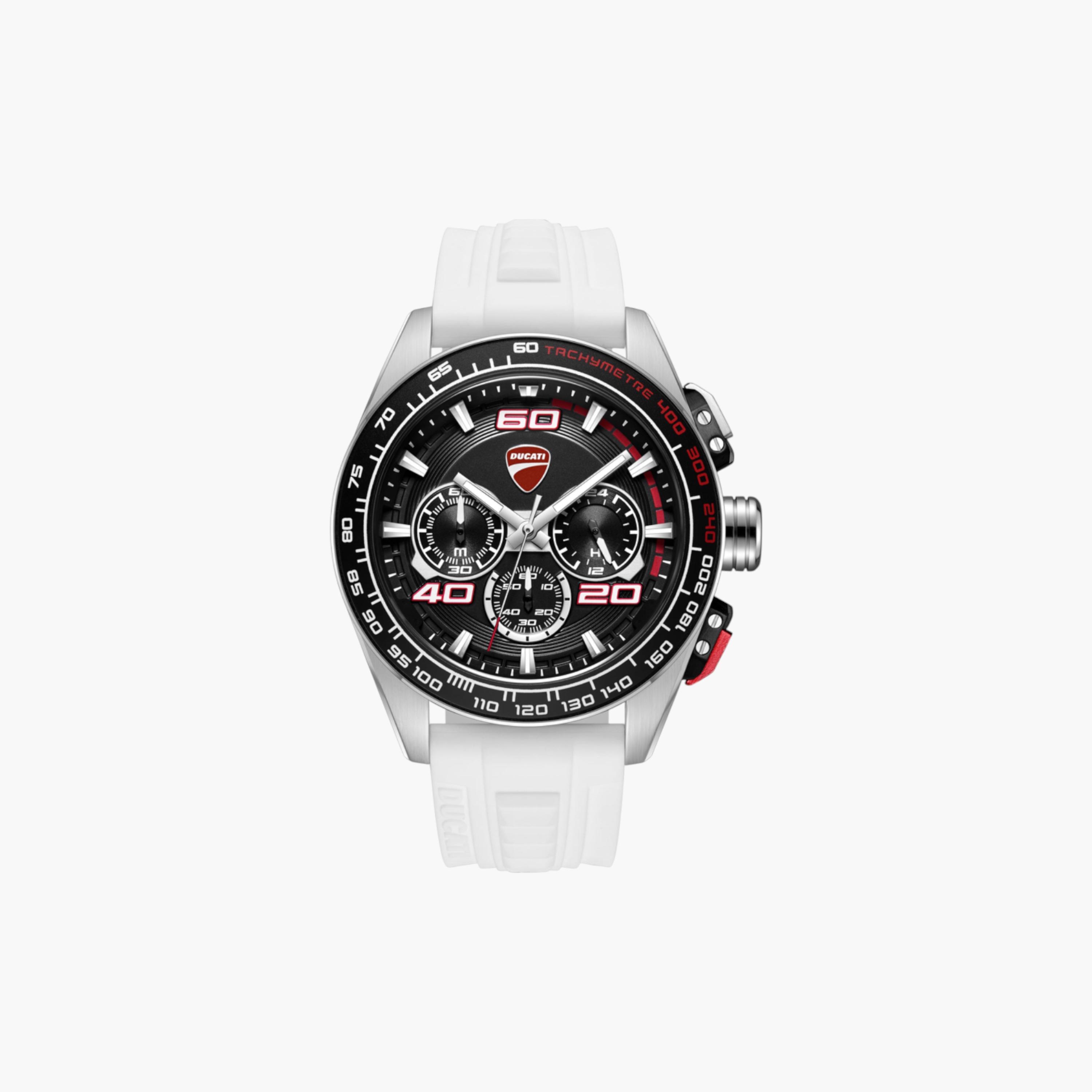 Chronograph Watch White Silicone Strap Men's-men-watchesandjewellery-watches-image-1