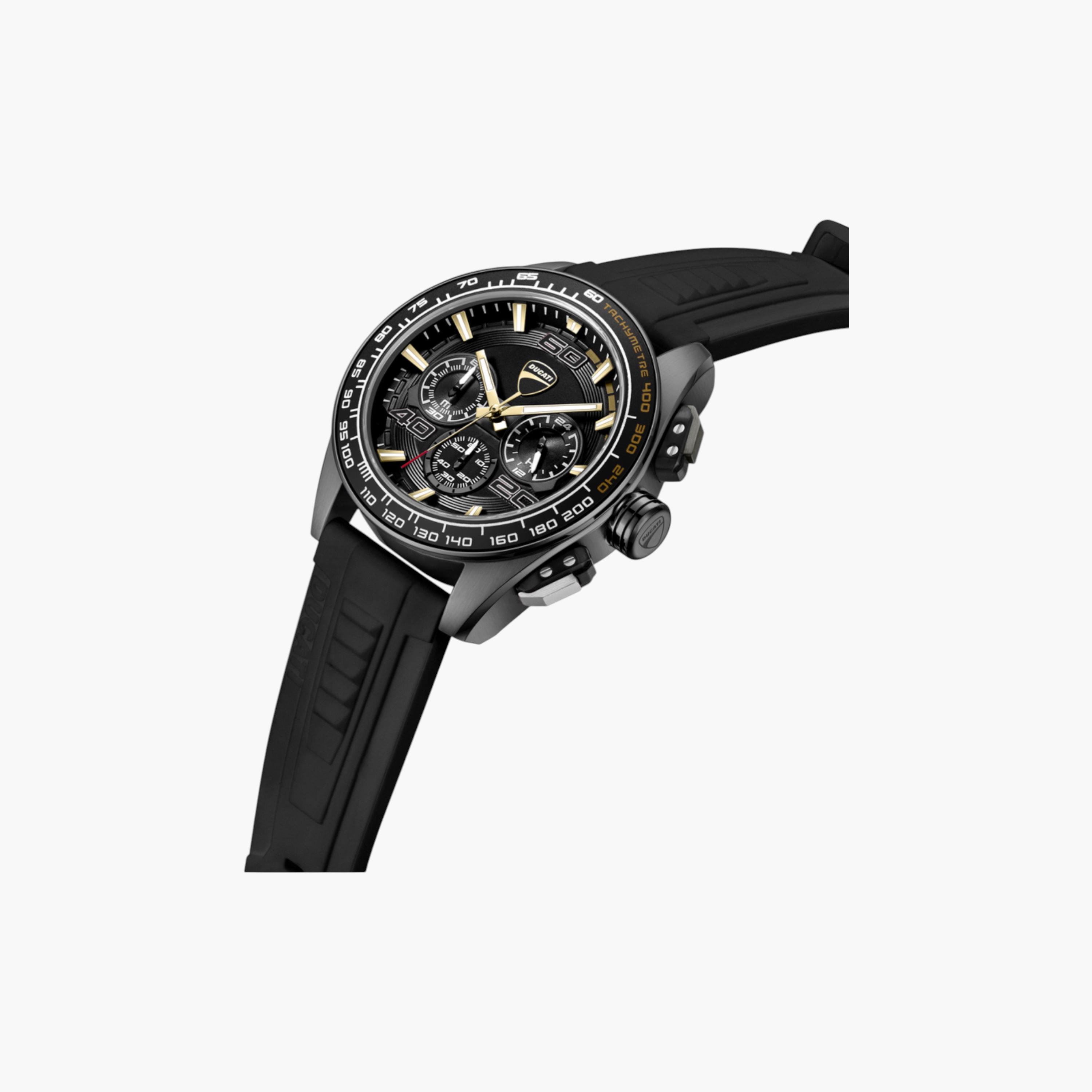 Black Chronograph Watch Silicone Strap 44mm-men-watchesandjewellery-watches-image-2