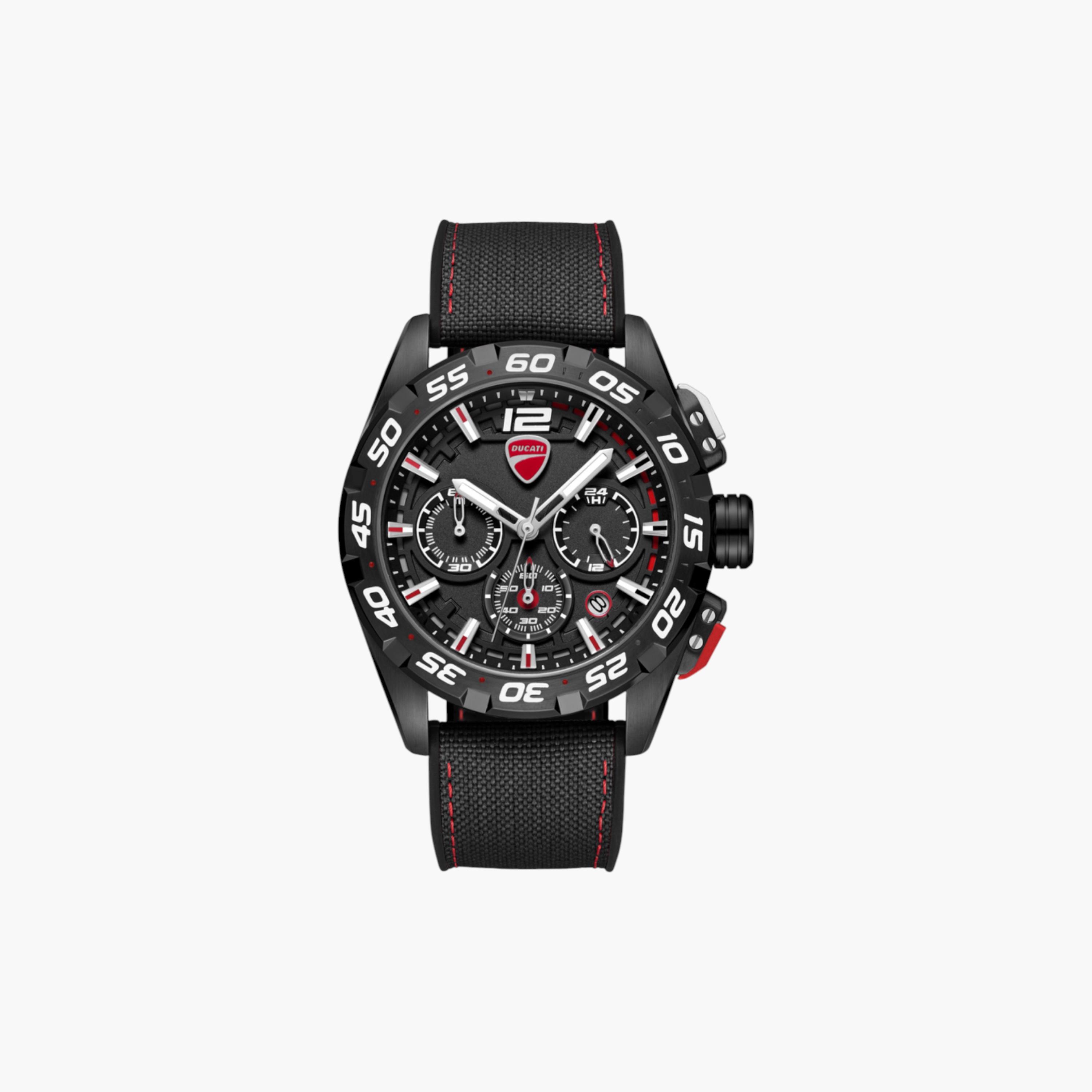 Black Chronograph Watch Silicone-Nylon Strap-men-watchesandjewellery-watches-image-1