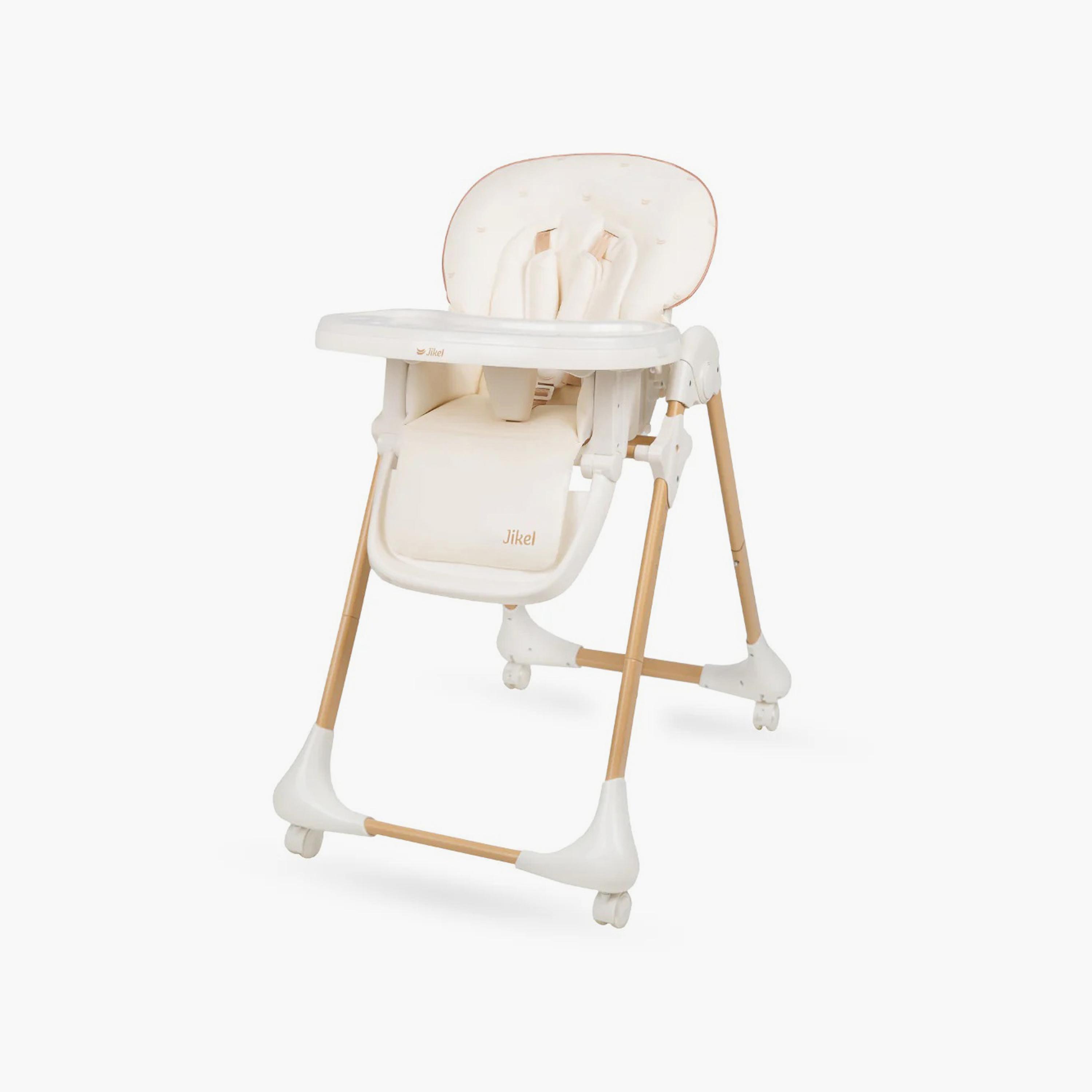 Jikel Lightweight Auto-Fold Tron Highchair - Beige-baby-feeding-highchairsandboosters-image-1