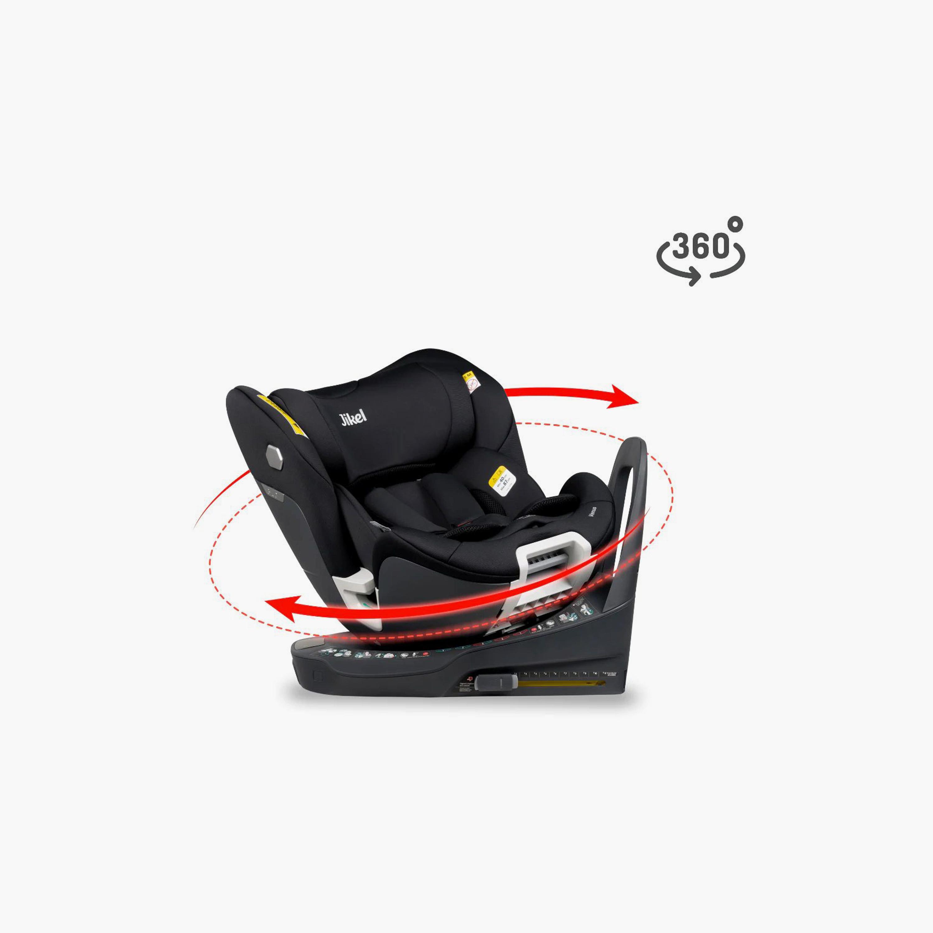 Jikel Venus 360 I-Size Isofix Ventilated Car Seat with Built-in Fan - Black-baby-gear-carseats-image-3