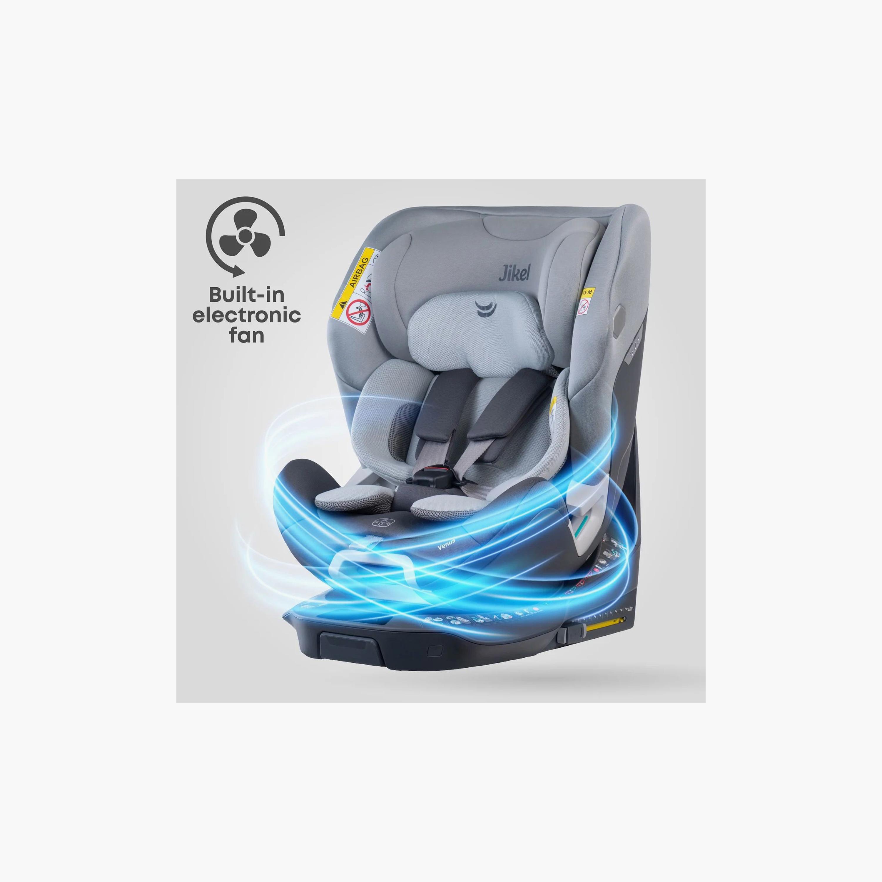 Jikel Venus 360 I-Size Isofix Ventilated Car Seat with Built-in Fan - Black-baby-gear-carseats-image-5