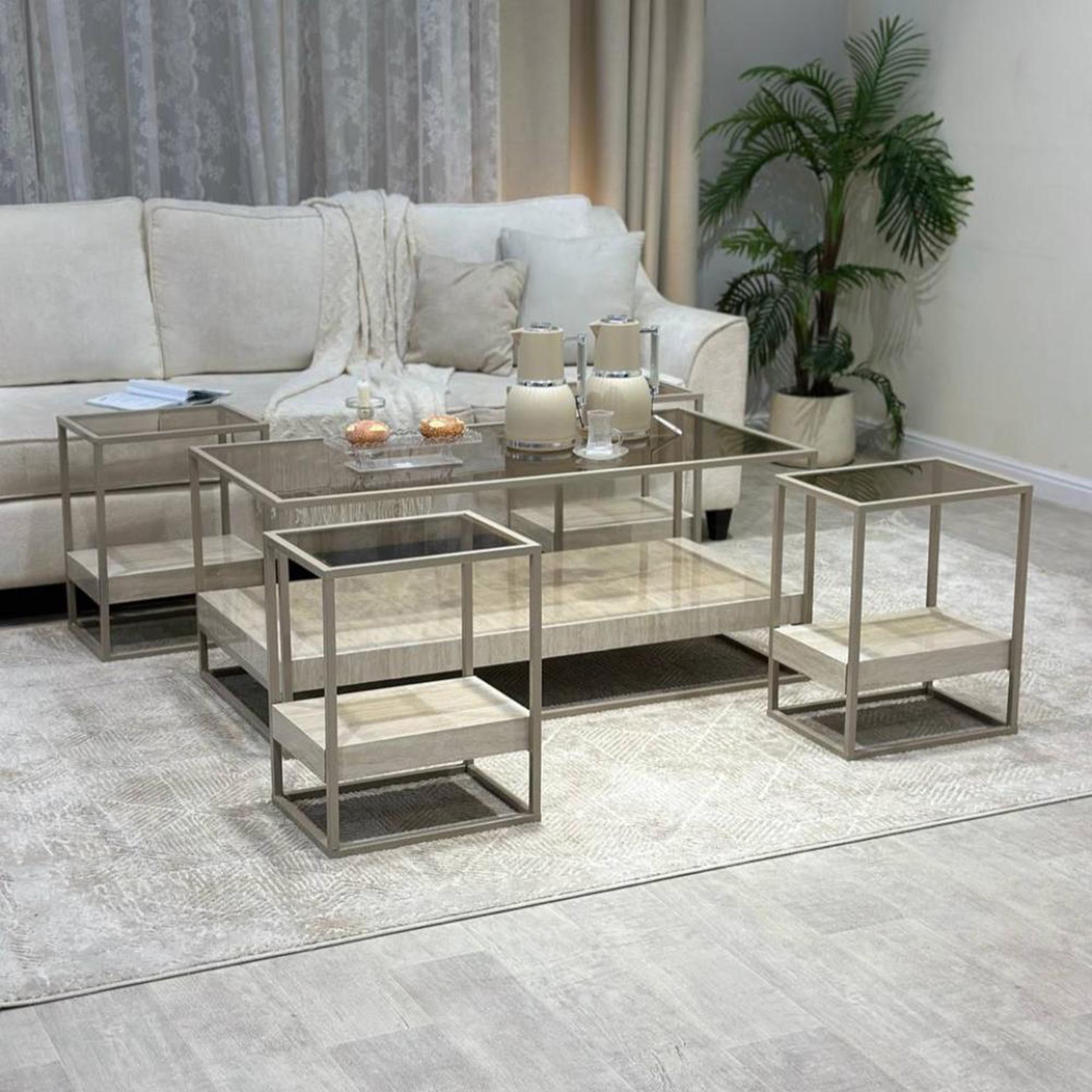 Modern Metal Glass Coffee Table Set-furniture-livingroom-coffeetables-image-4