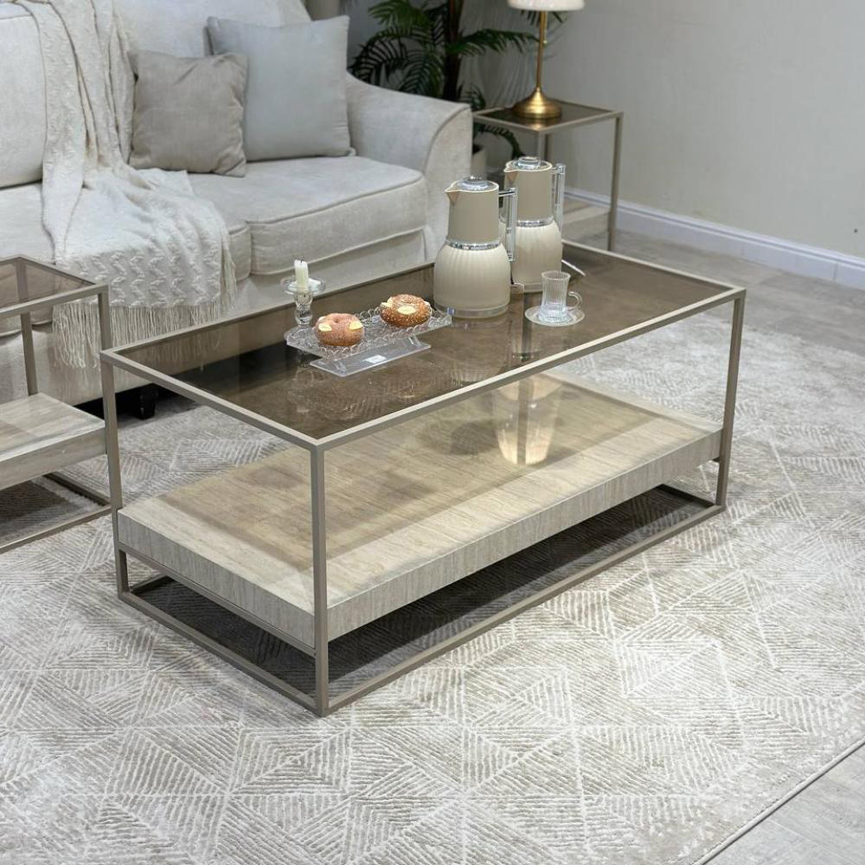 Modern Metal Glass Coffee Table Set-furniture-livingroom-coffeetables-image-5
