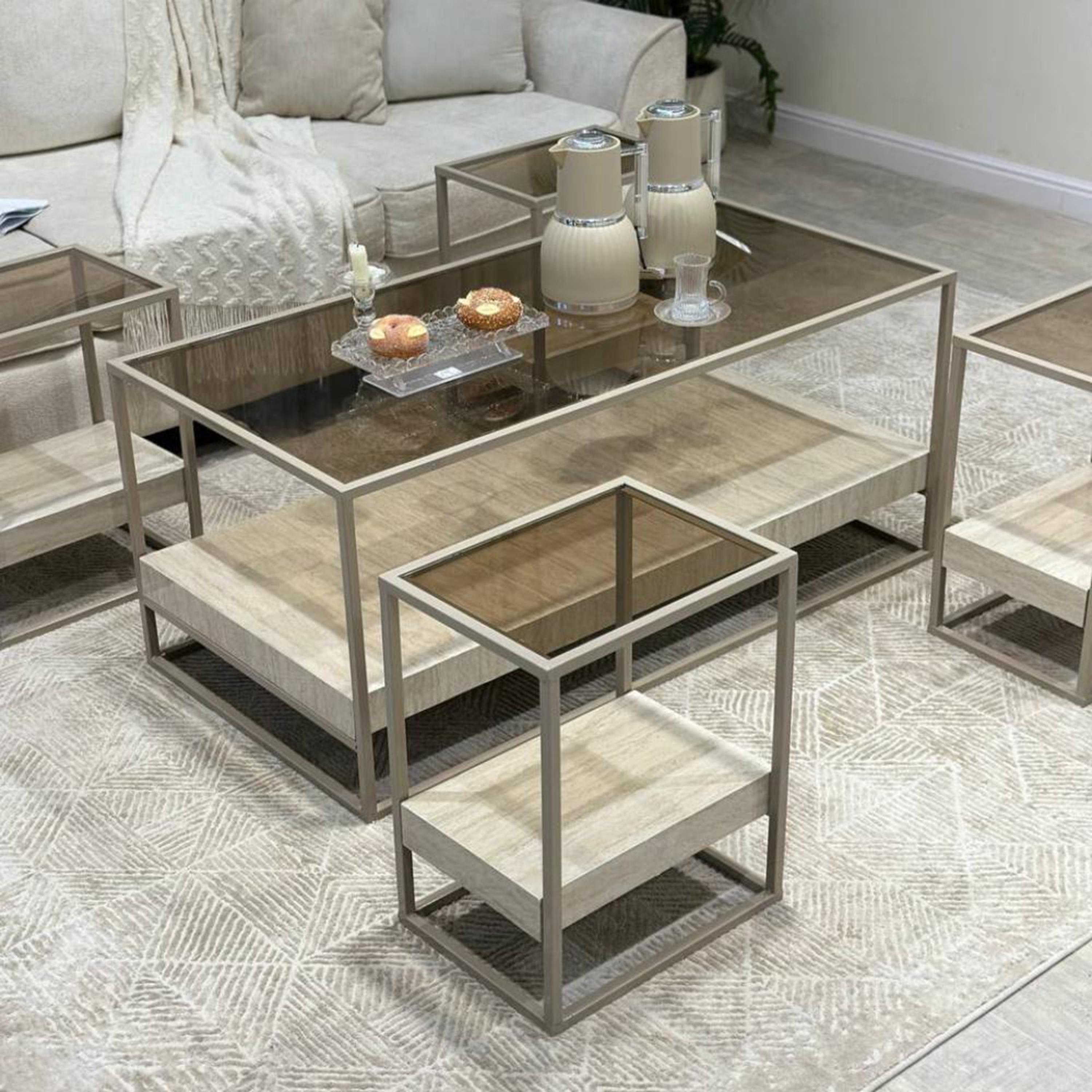Modern Metal Glass Coffee Table Set-furniture-livingroom-coffeetables-image-7