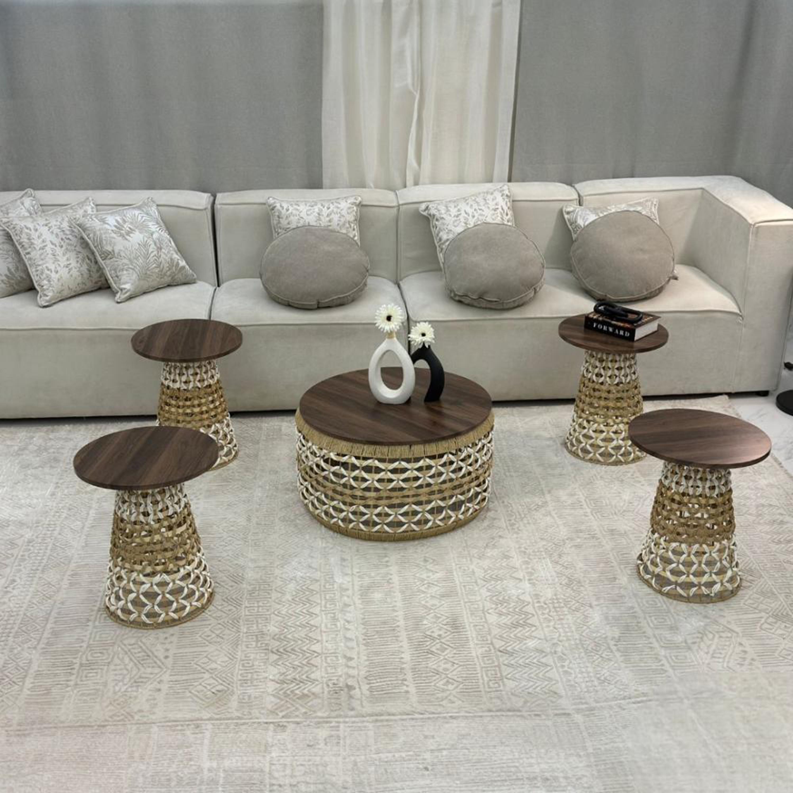Woven Rattan Wood Top Table Set-furniture-livingroom-coffeetables-image-1