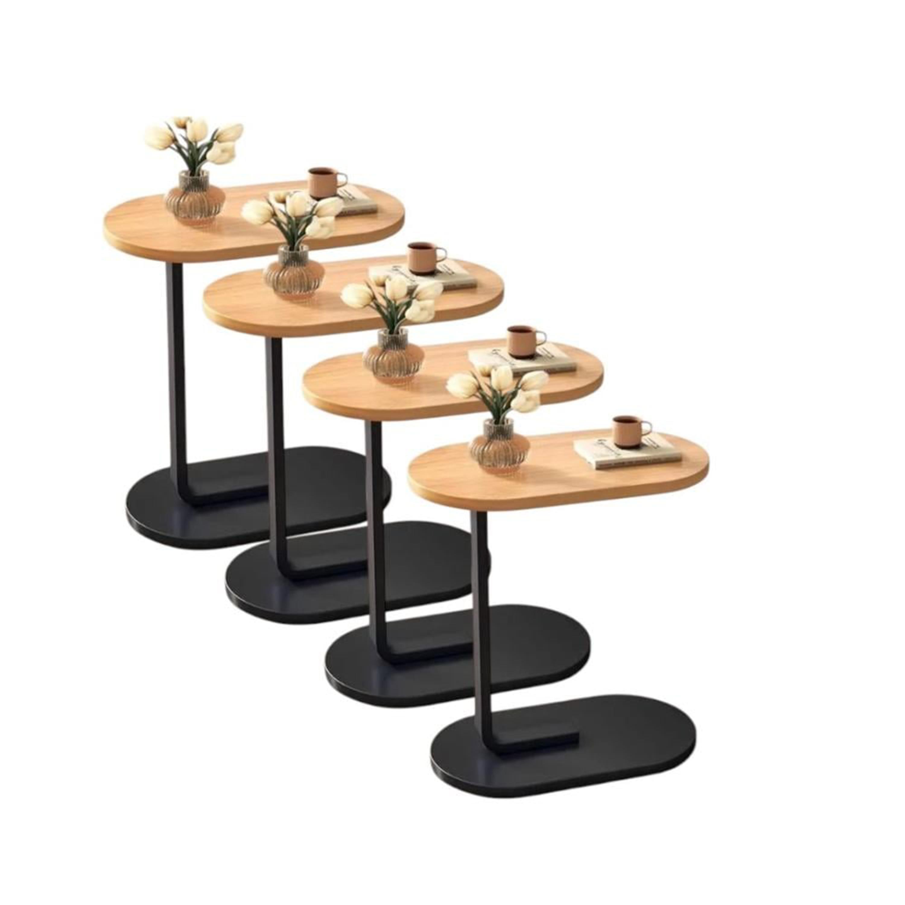 Oval Wooden Service Tables Set-furniture-livingroom-coffeetables-image-2