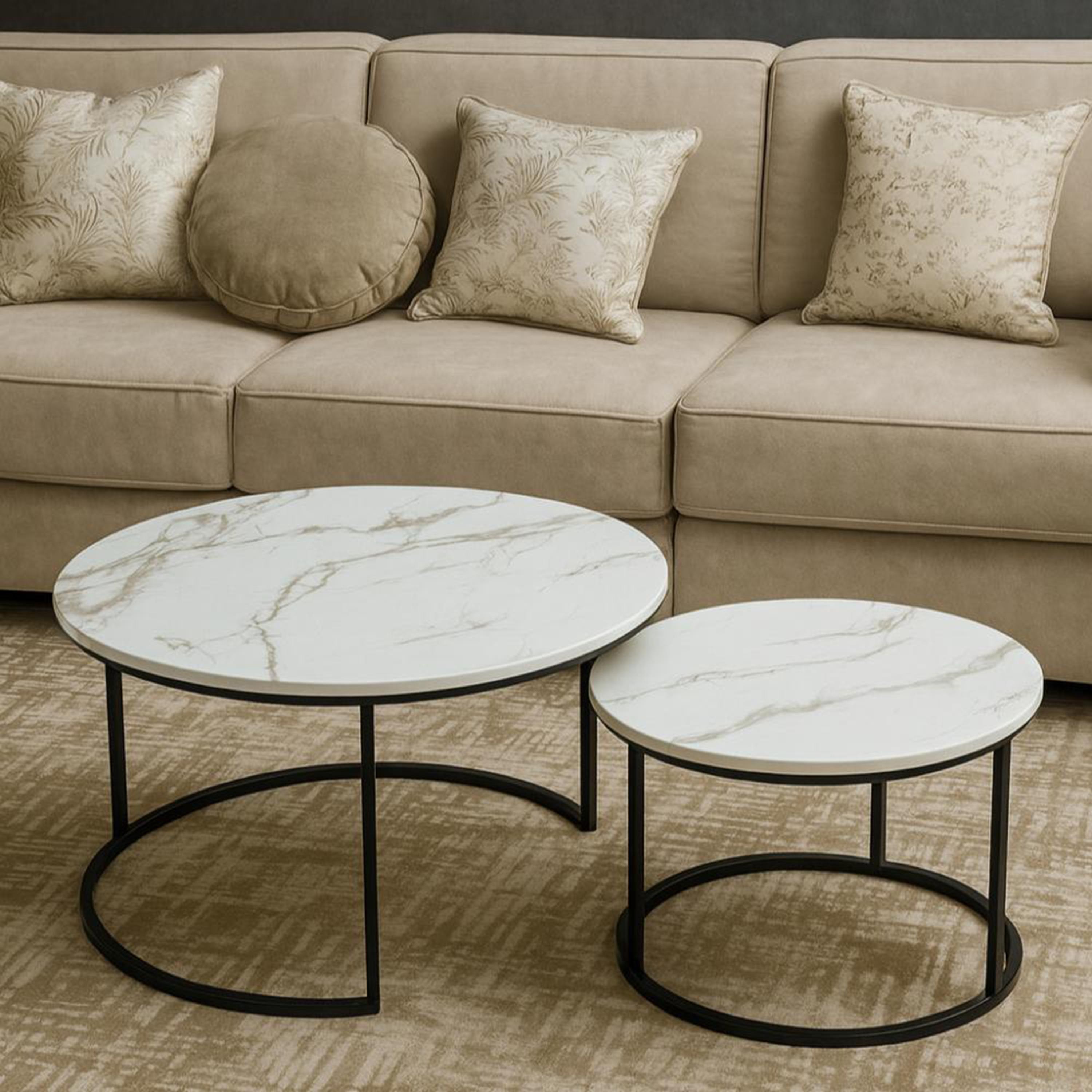 Marble Effect Nesting Coffee Tables-furniture-livingroom-coffeetables-image-1