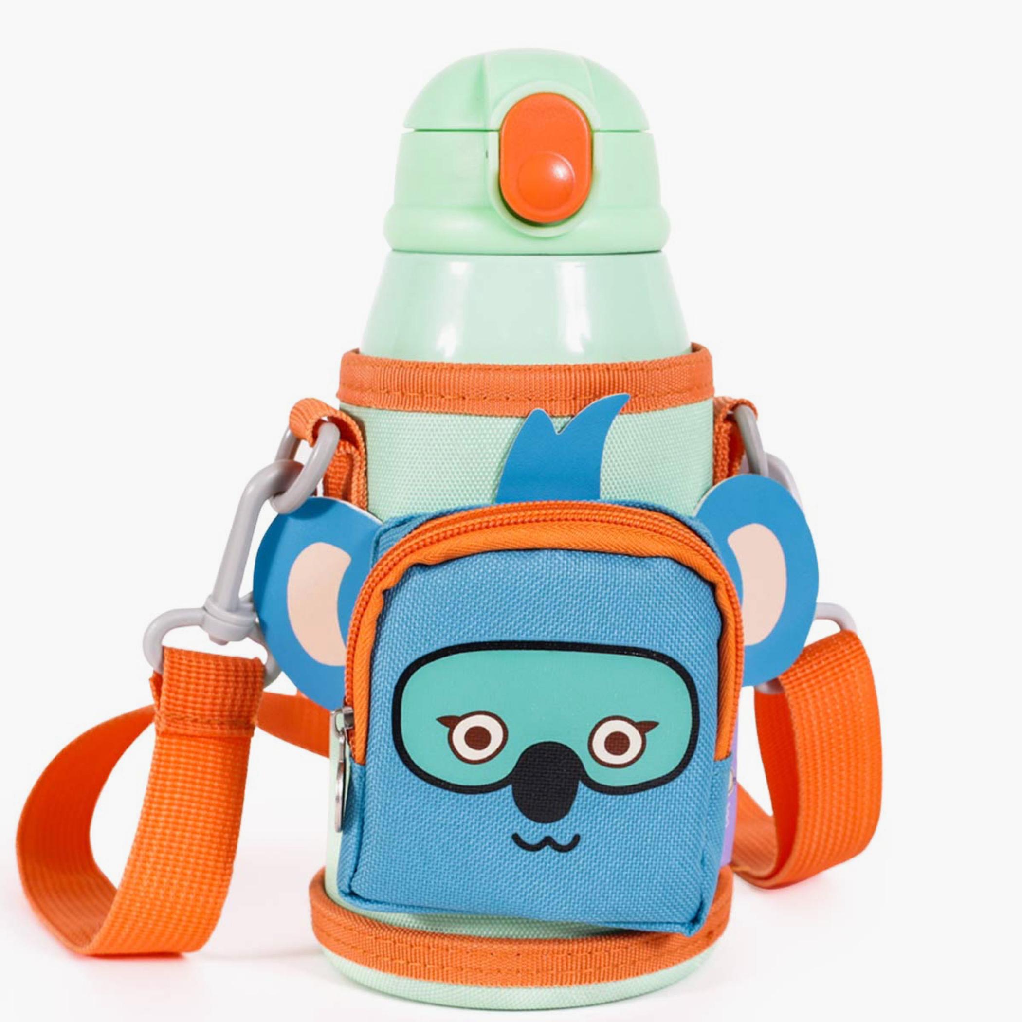 Milk&Moo Jungle Friends Stainless Steel Kids Water Bottle with Bag - 550 ml