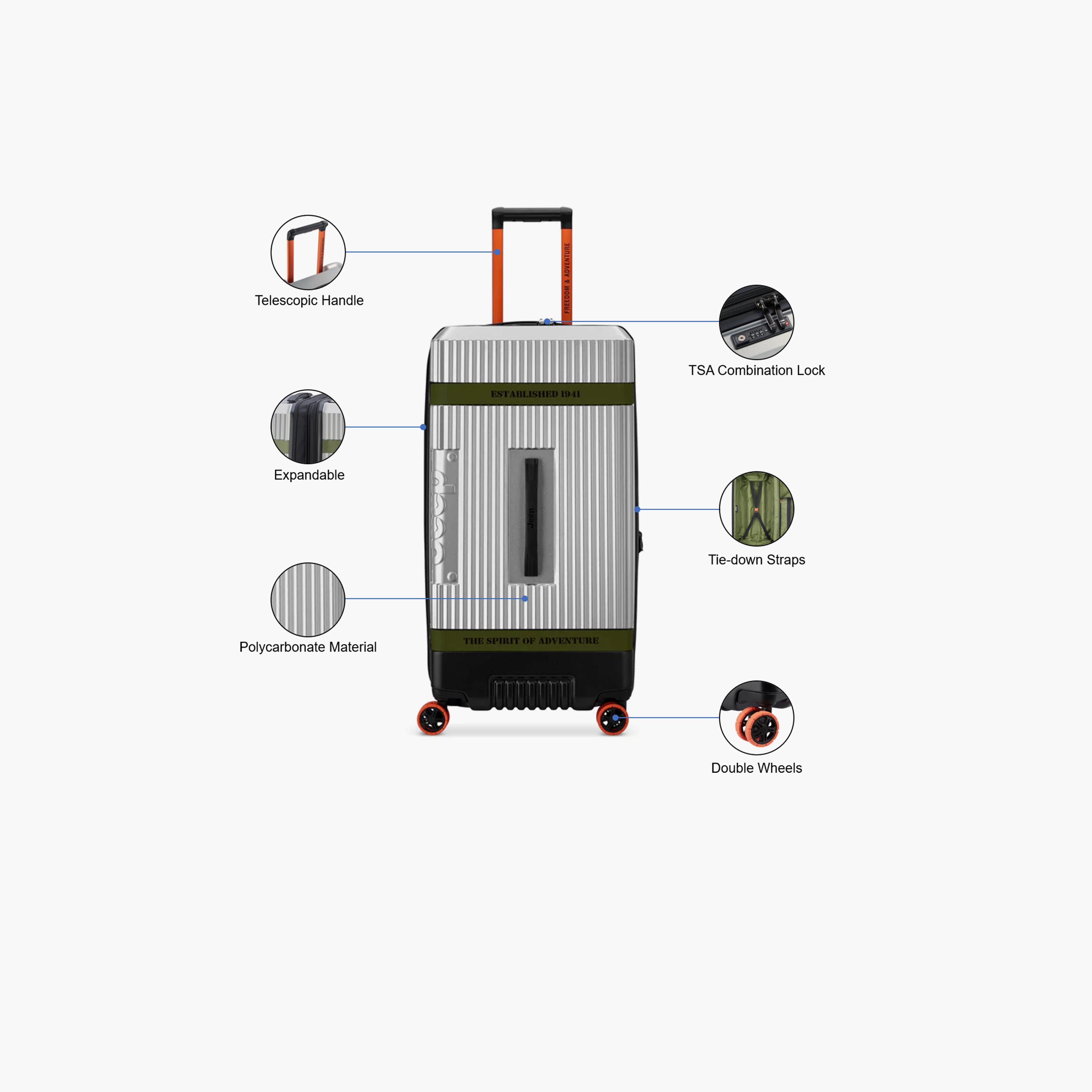Jeep 80 CM Large Check In Polycarbonate with AB Hard Sided 4-Wheeler Spinner Trolley Bag with TSA Lock-travel-luggagesandbags-luggage-image-3