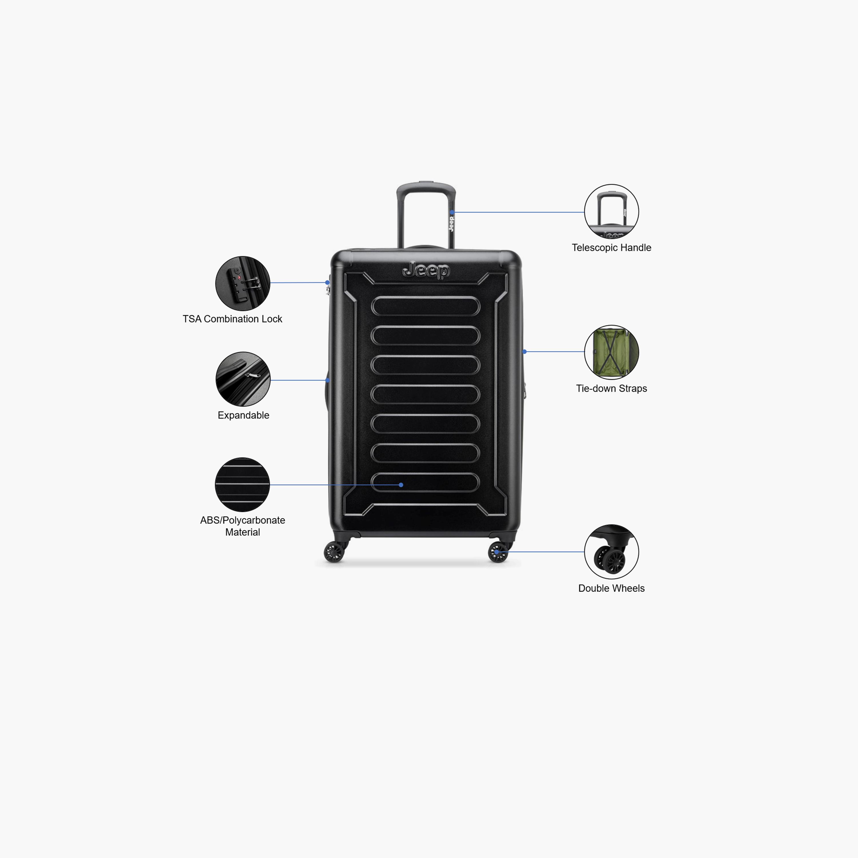 Jeep 80 CM Large Check In Polycarbonate with AB Hard Sided 4-Wheeler Spinner Trolley Bag with TSA Lock-travel-luggagesandbags-luggage-image-3