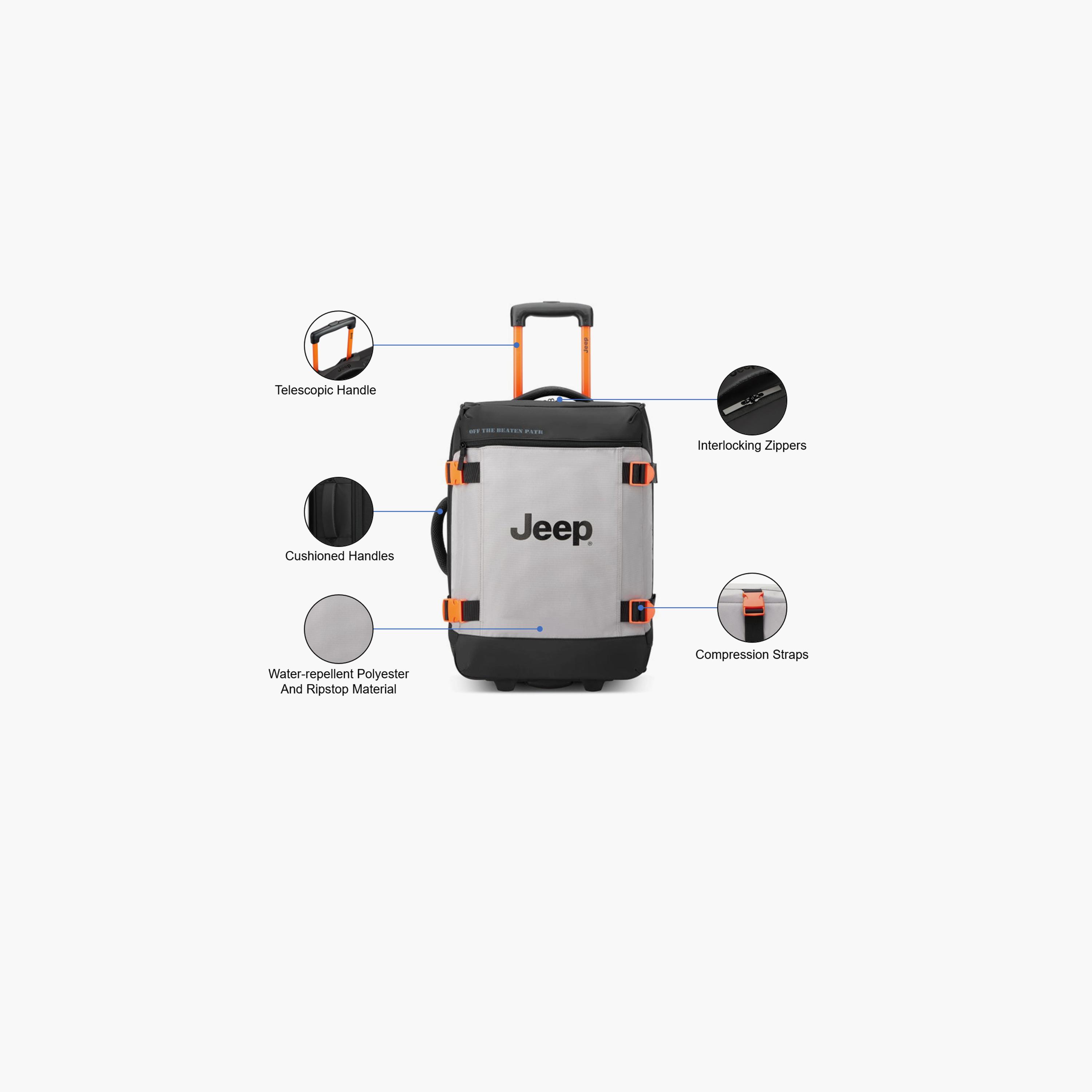 Jeep 55 CM Small Cabin Polyester Soft Sided 2-Wheeler Inline Trolley Bag with Combination Lock-travel-luggagesandbags-luggage-image-3
