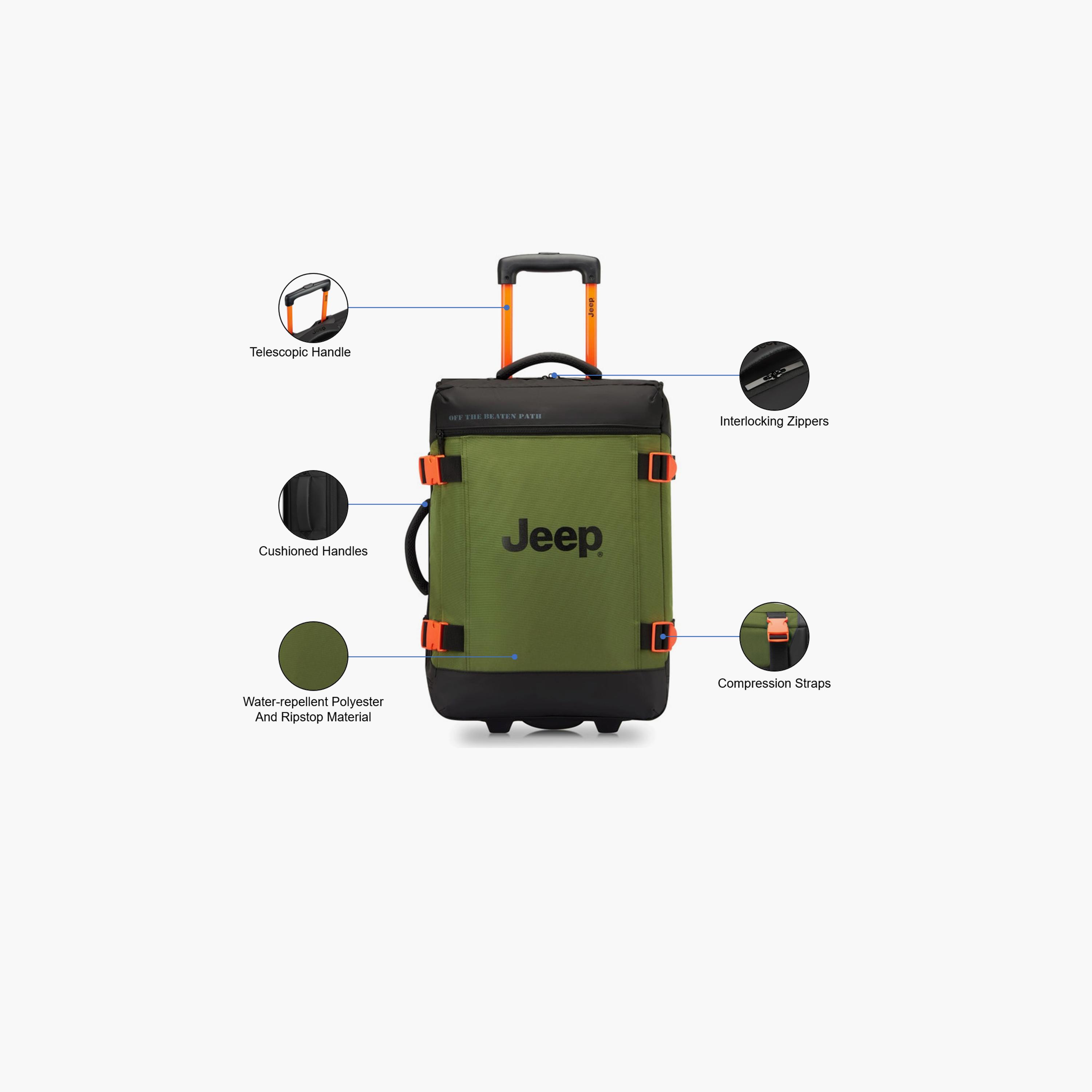 Jeep 55 CM Small Cabin Polyester Soft Sided 2-Wheeler Inline Trolley Bag with Combination Lock-travel-luggagesandbags-luggage-image-3